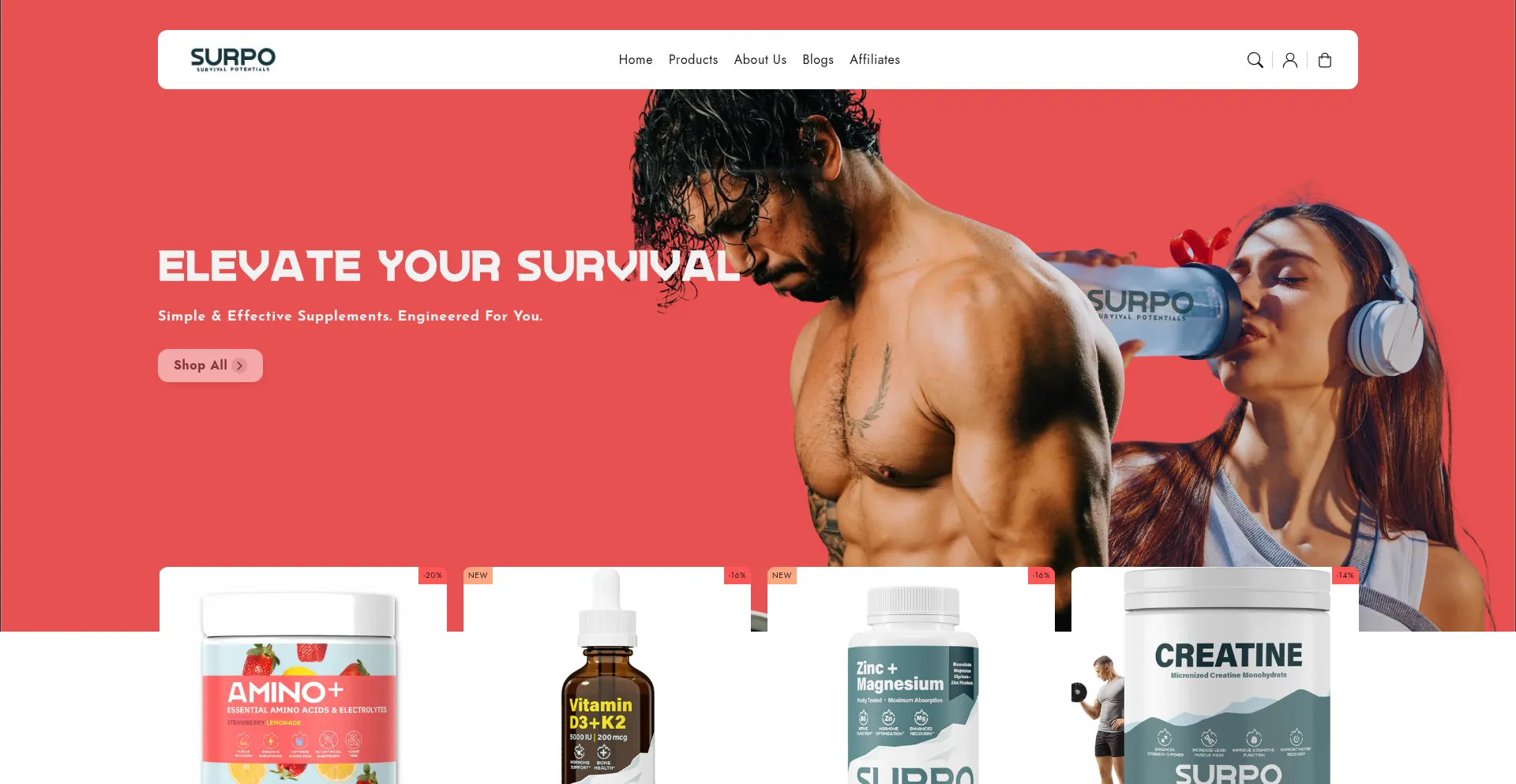 Website screenshot of Surponutrition.com