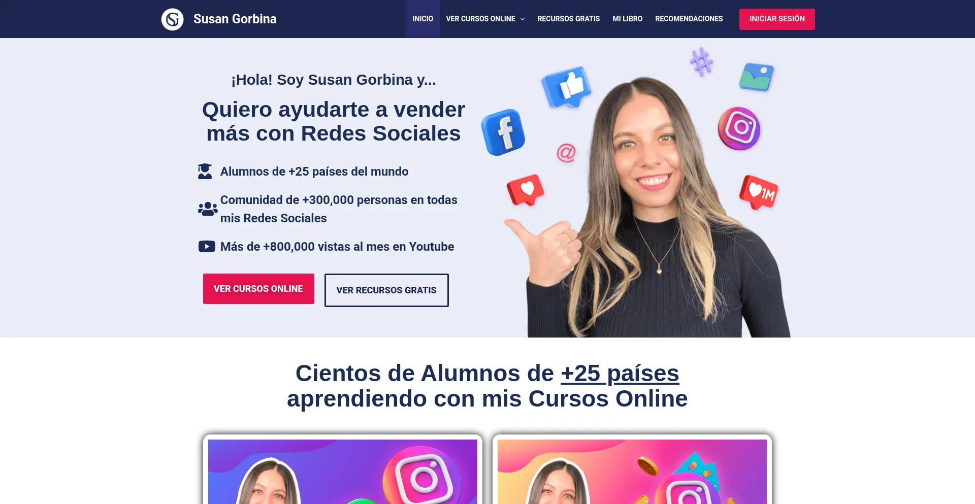 Website screenshot of Susangorbina.com