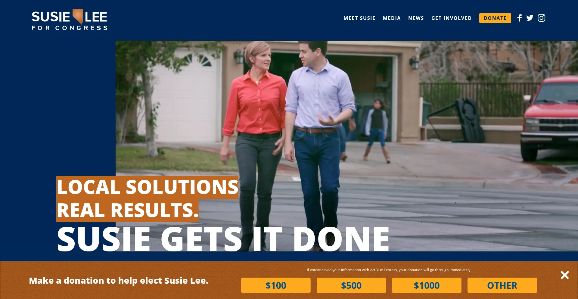 Website screenshot of Susieleeforcongress.com