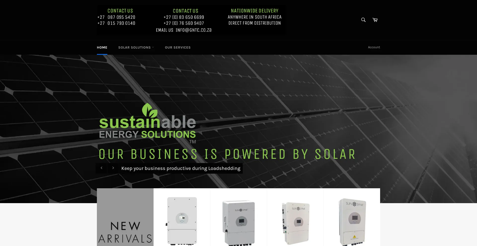 Website screenshot of Sustainable-energy-solutions.co.za