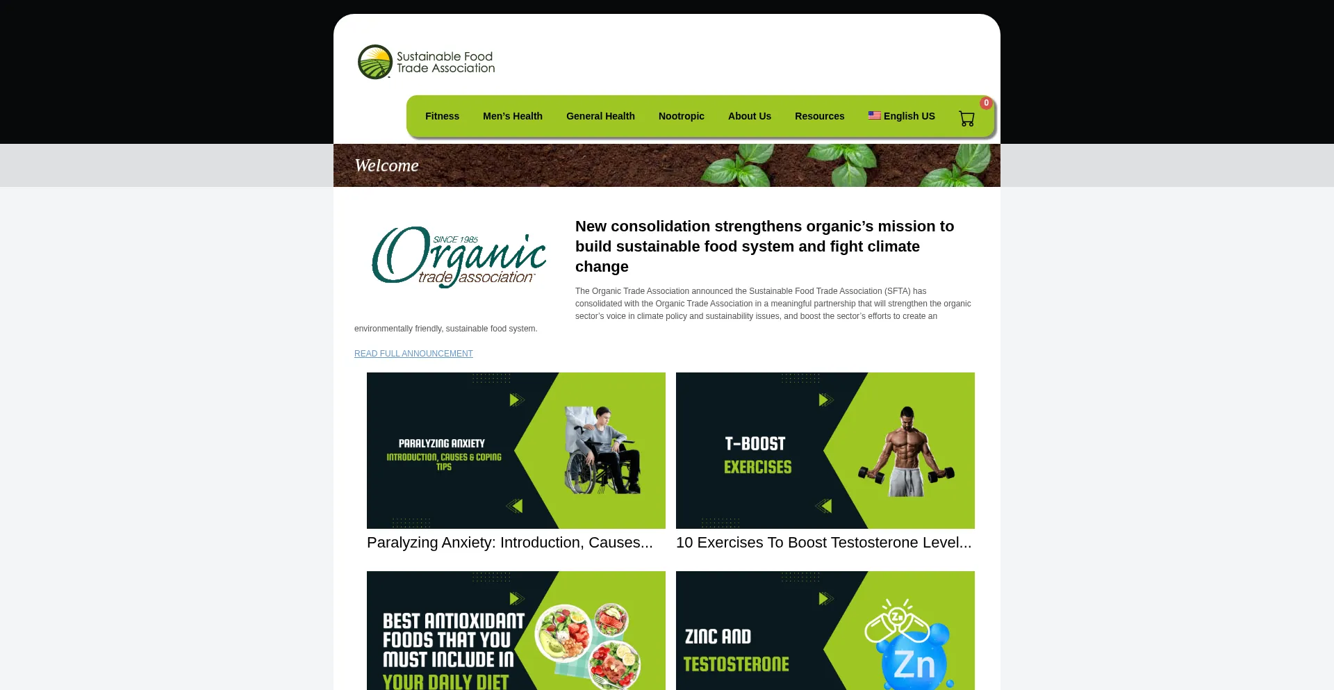 Website screenshot of Sustainablefoodtrade.org