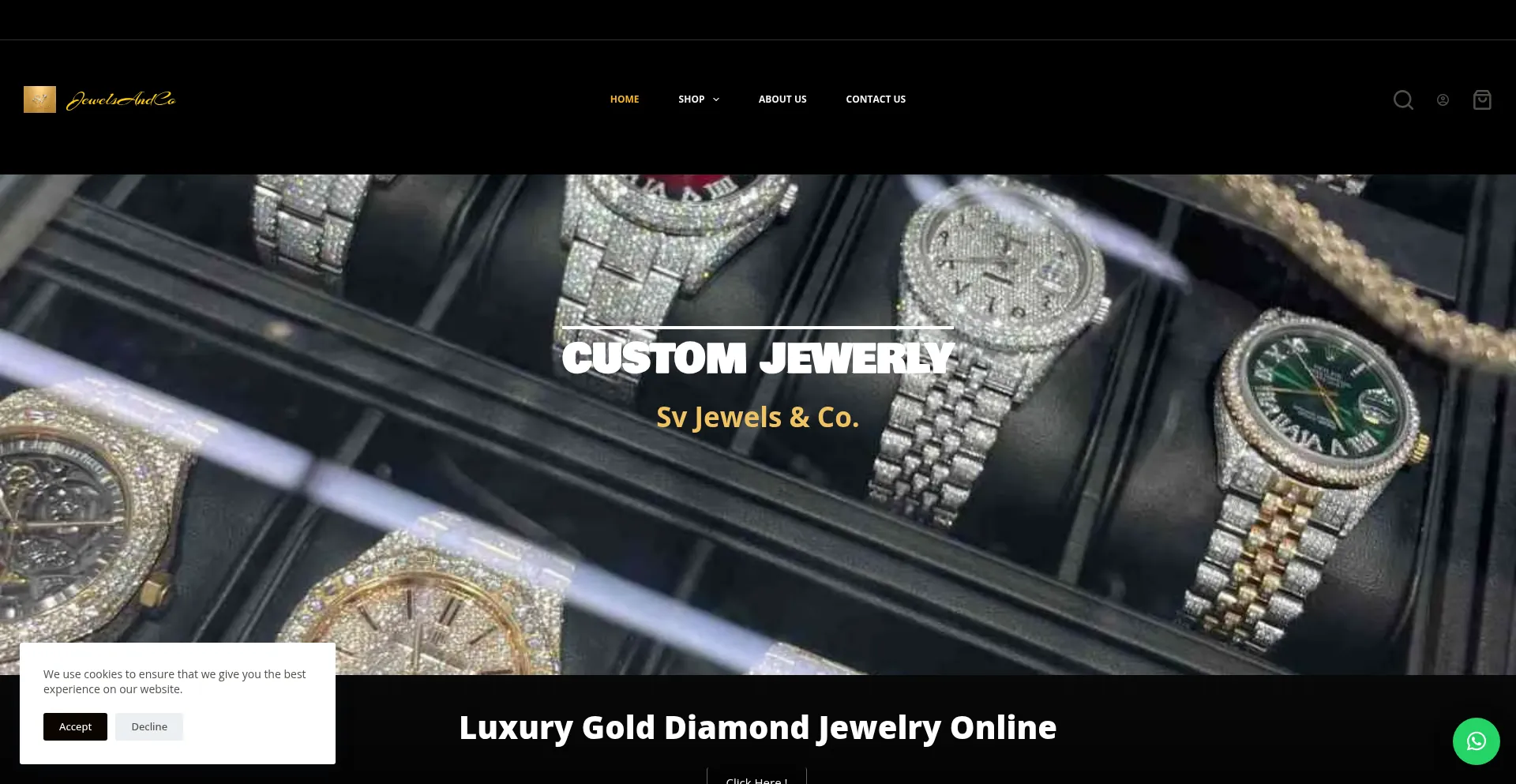 Website screenshot of Svjewelsandco.com