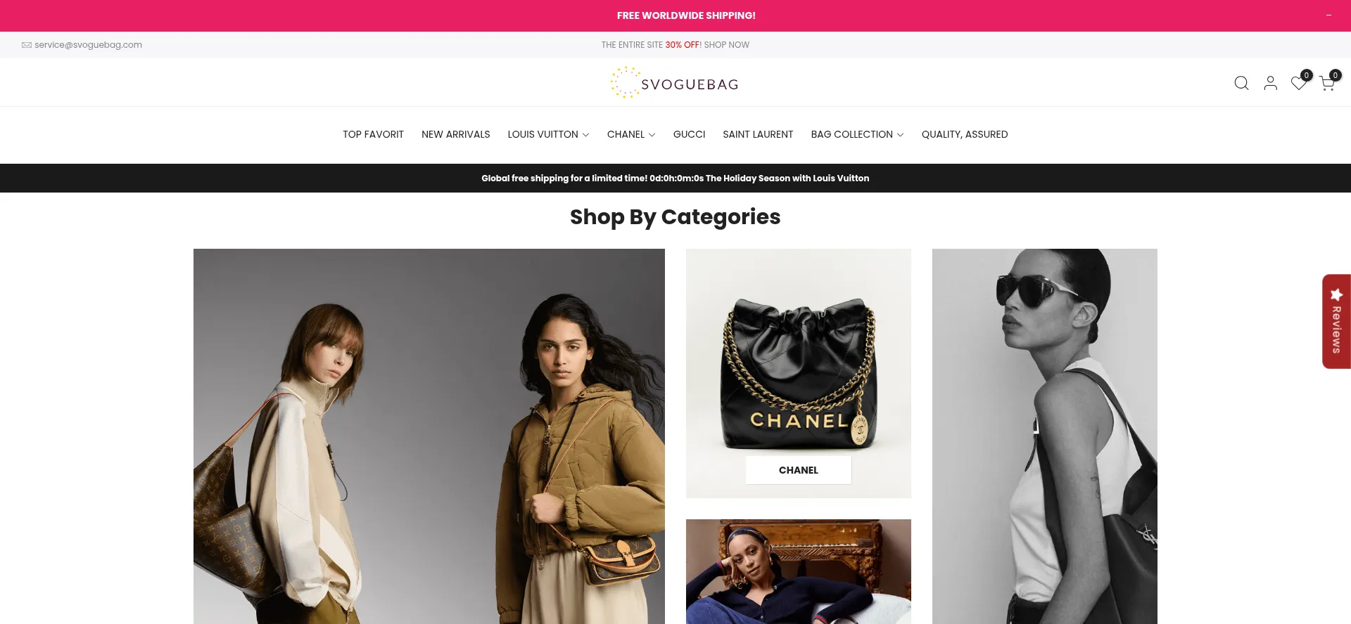 Website screenshot of Svoguebag.com