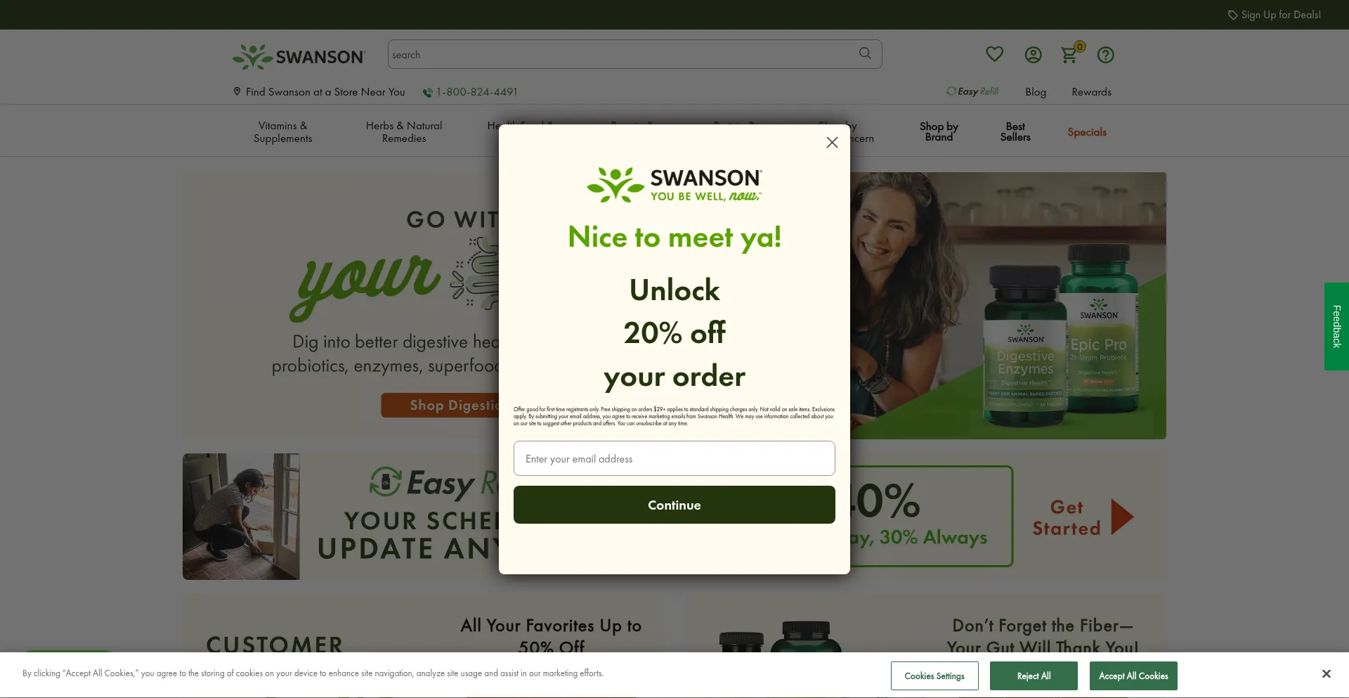 Website screenshot of Swansonvitamins.com