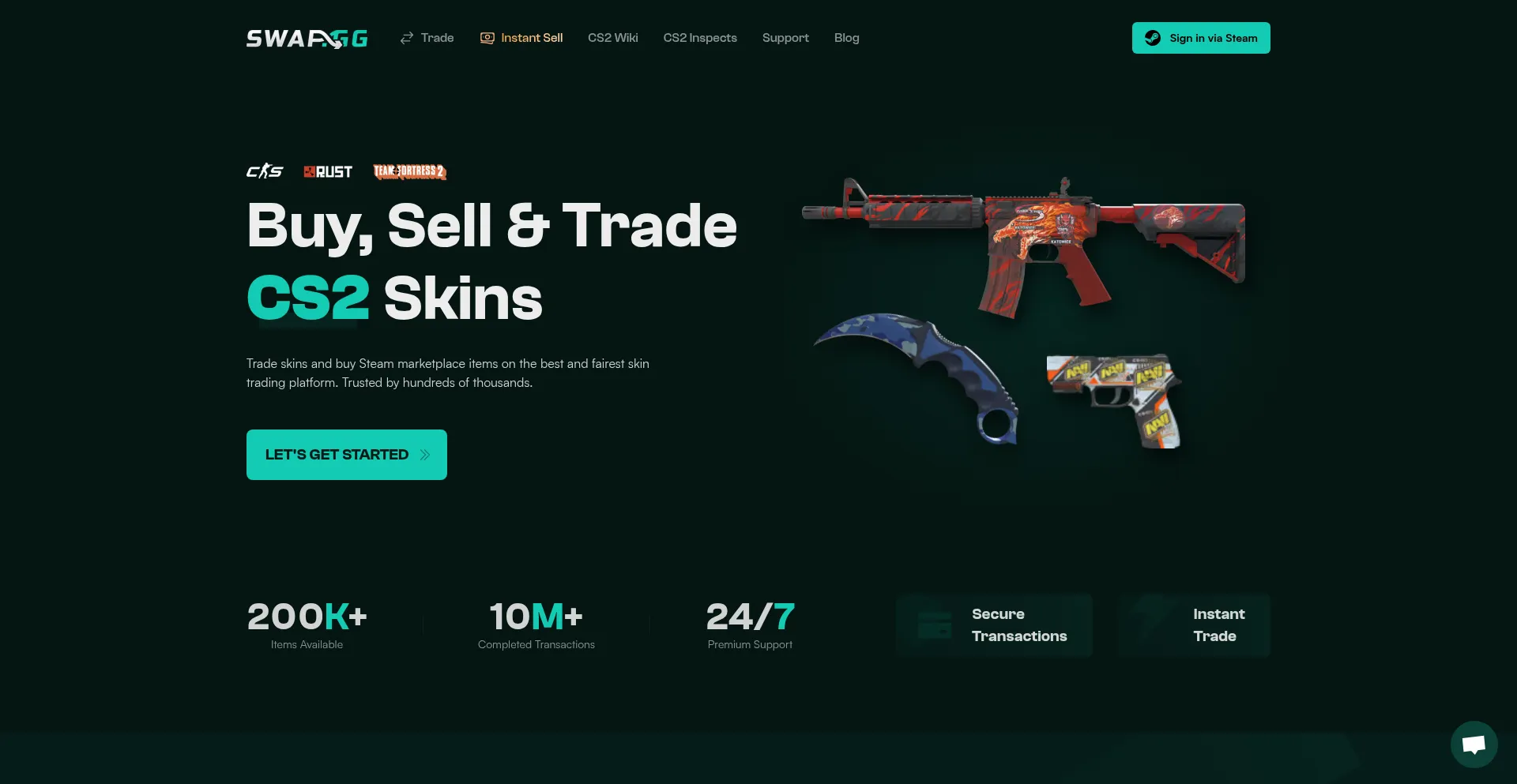 Website screenshot of Swap.gg