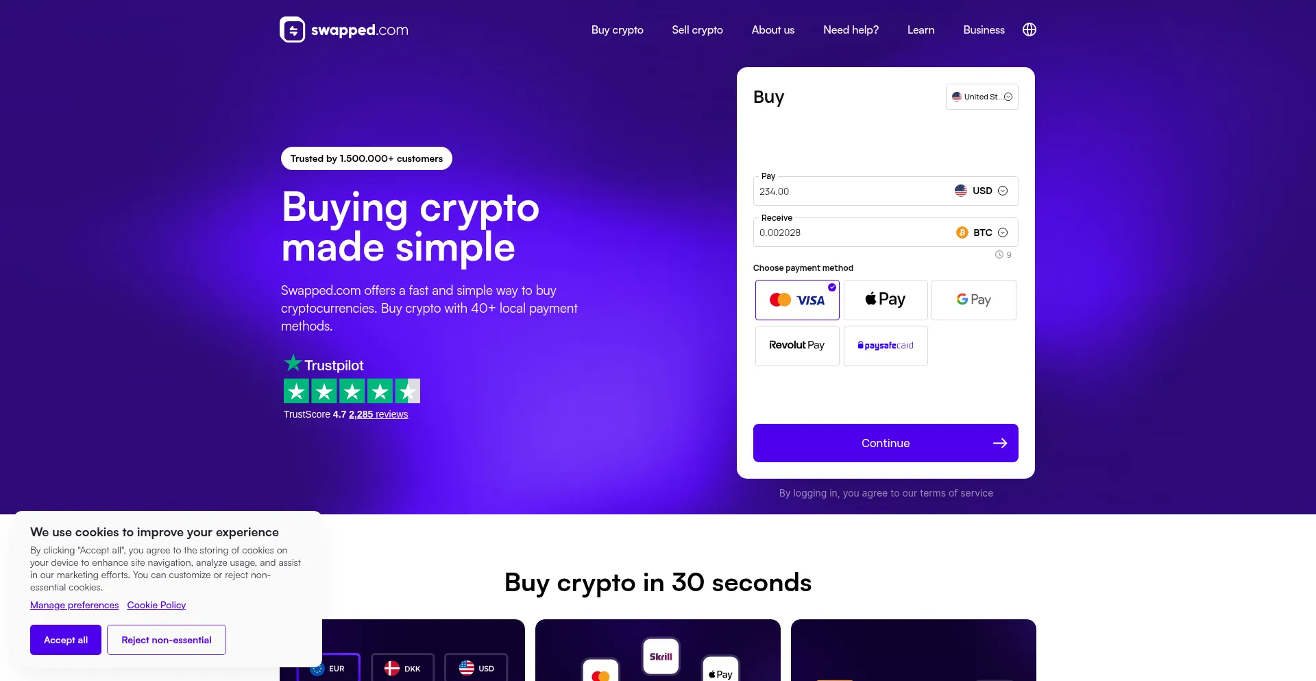 Website screenshot of Swapped.com