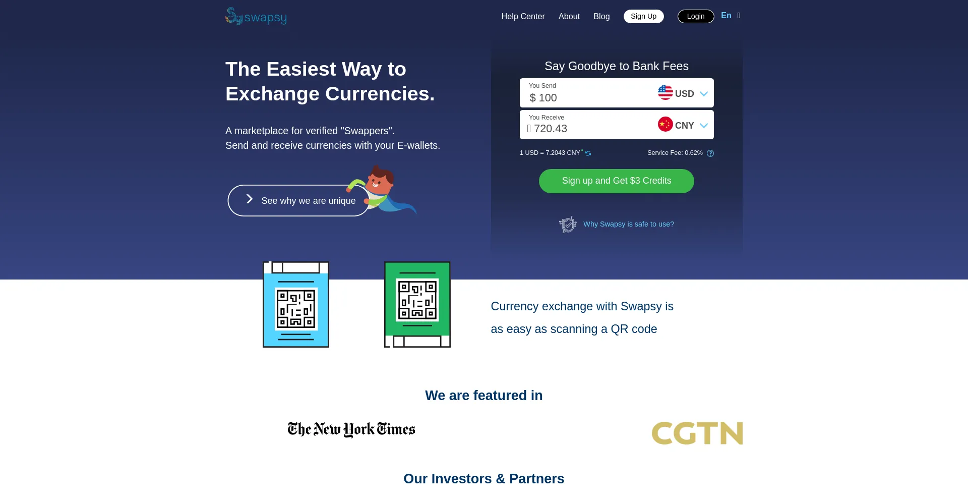 Website screenshot of Swapsy.com