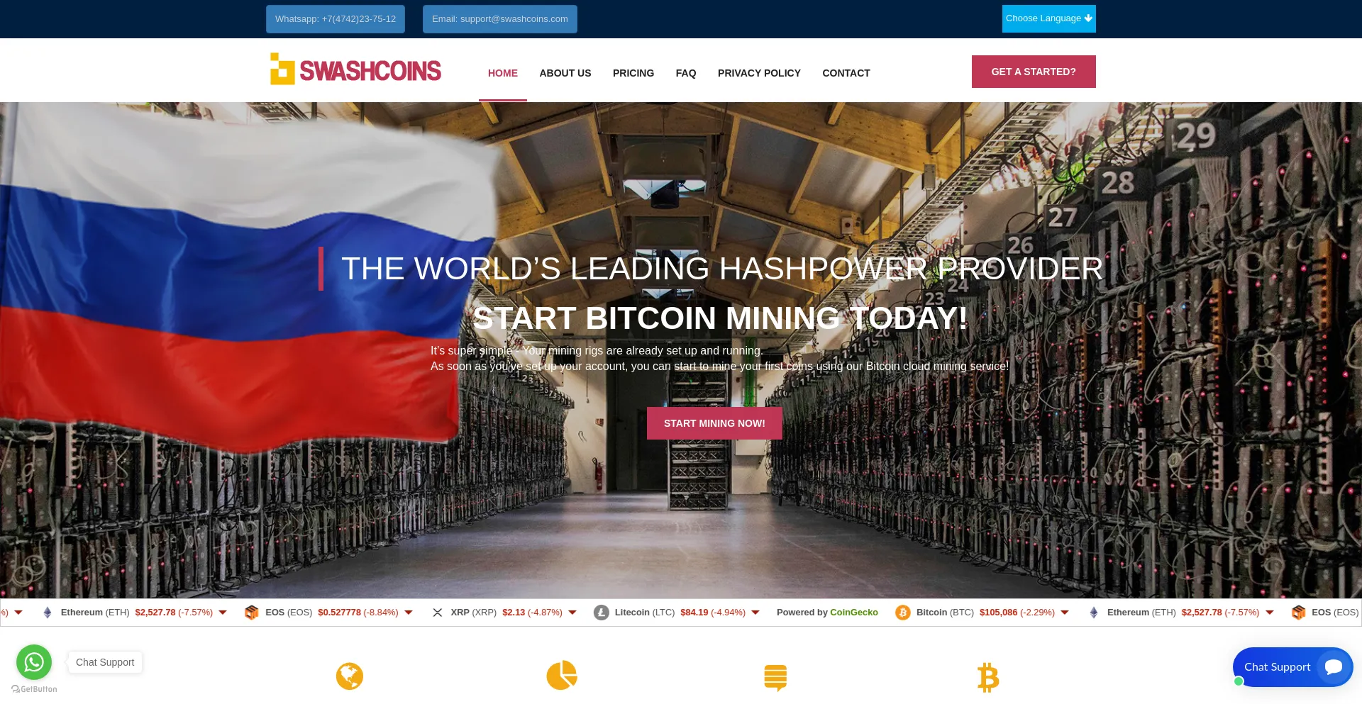 Website screenshot of Swashcoins.com