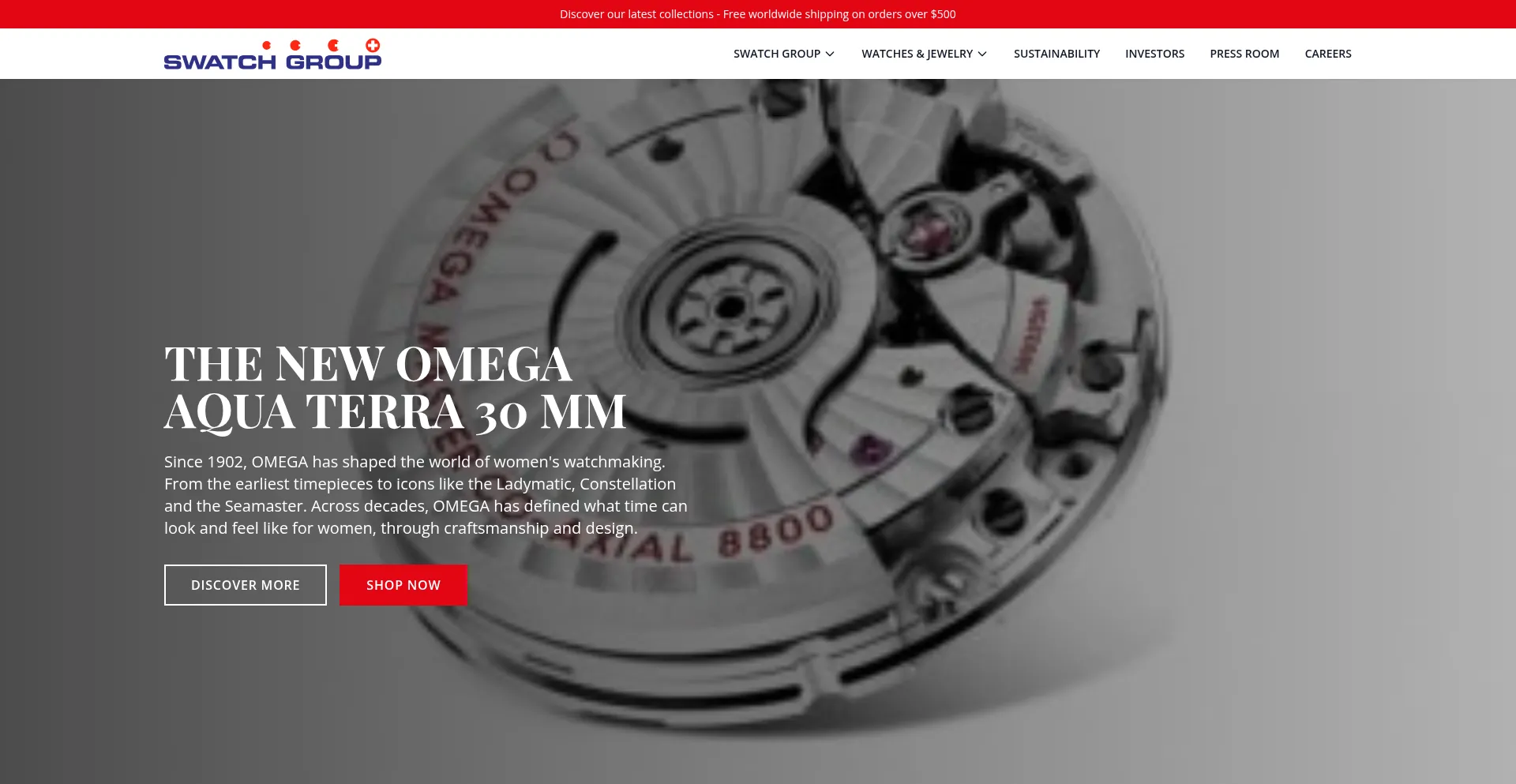 Website screenshot of Swatchcareers.com