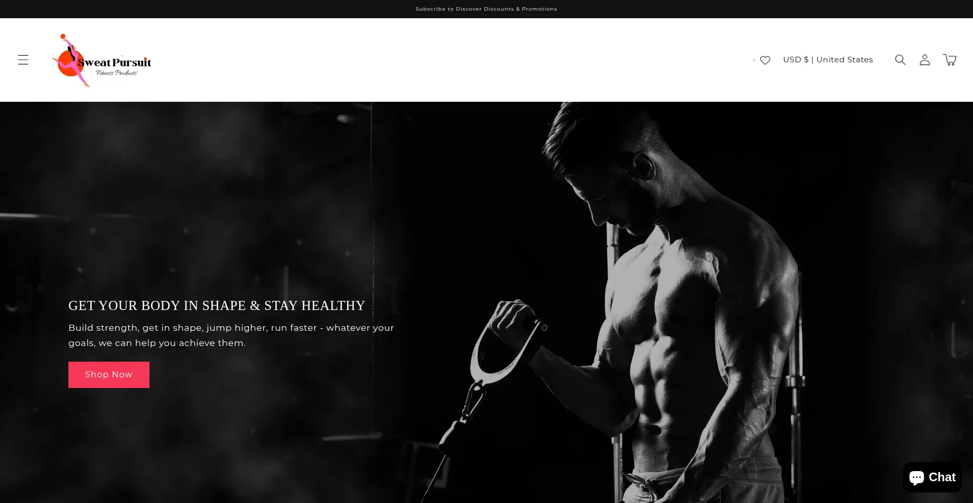Website screenshot of Sweatpursuit.com