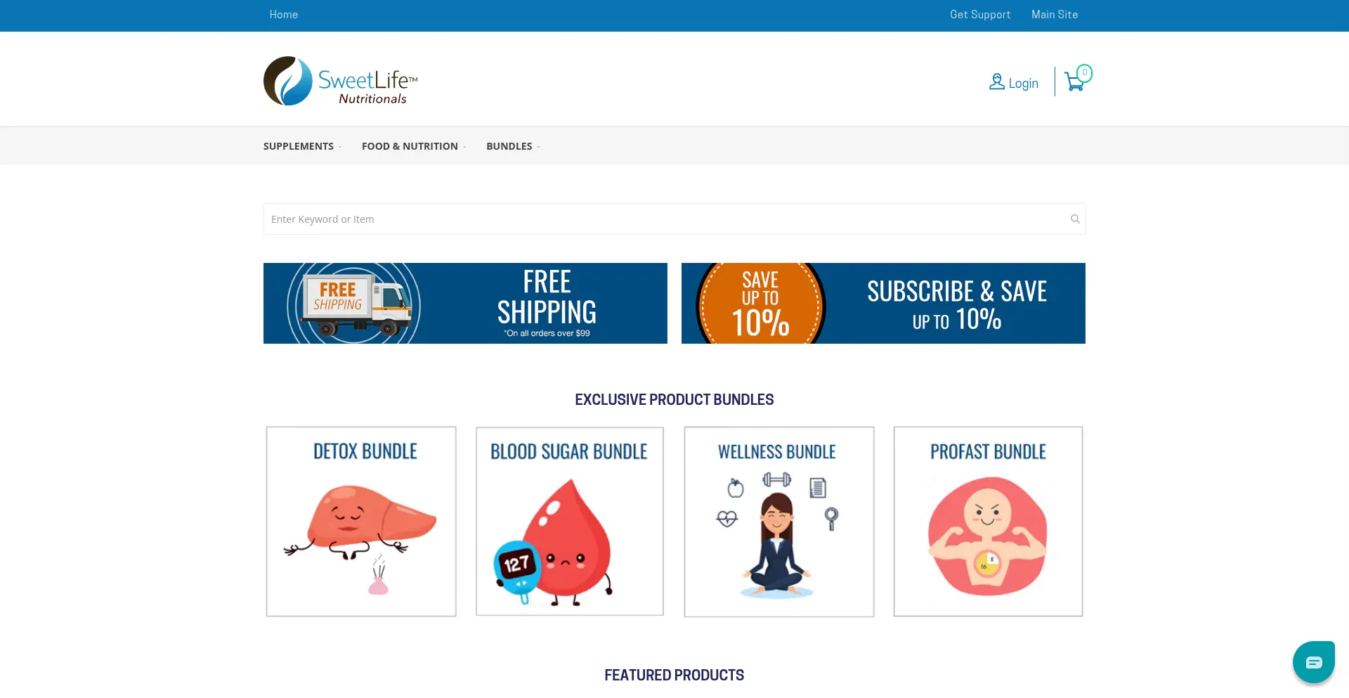 Website screenshot of Sweetlifenutritionals.com