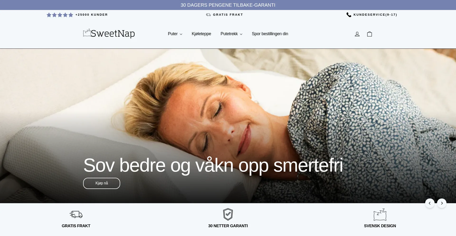 Website screenshot of Sweetnap.no
