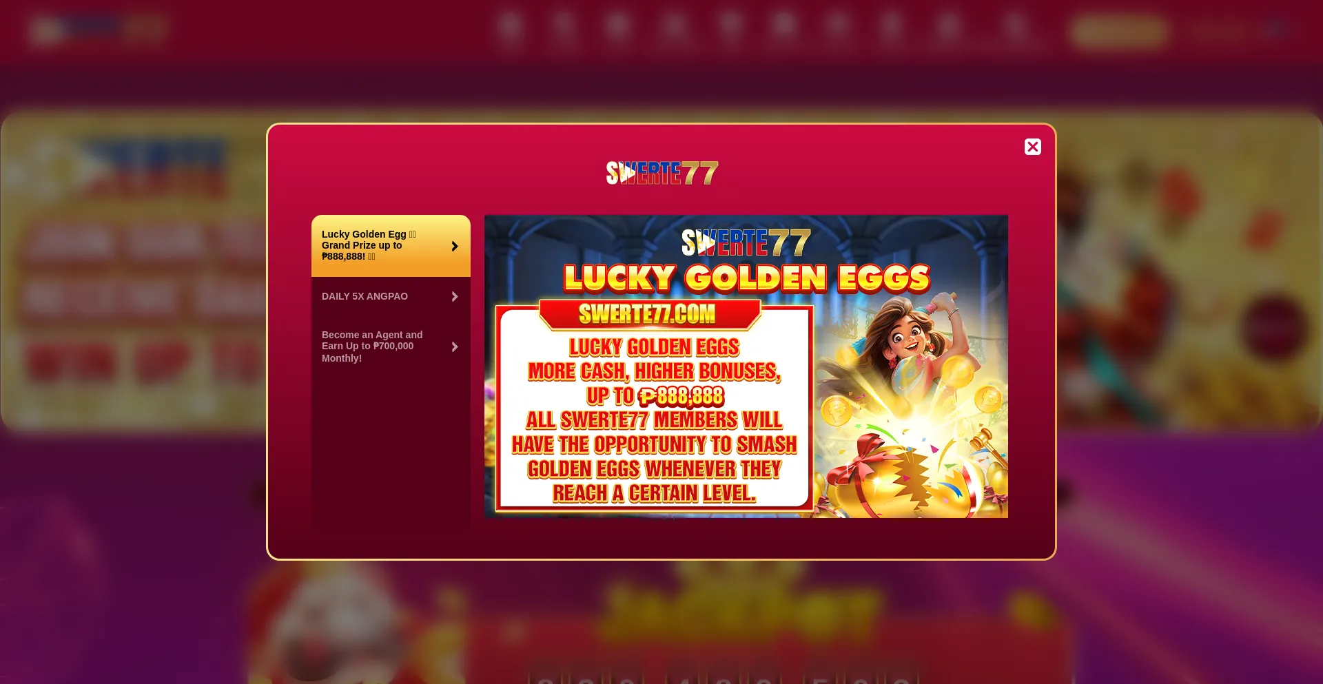 Website screenshot of Swerte77vip7.com