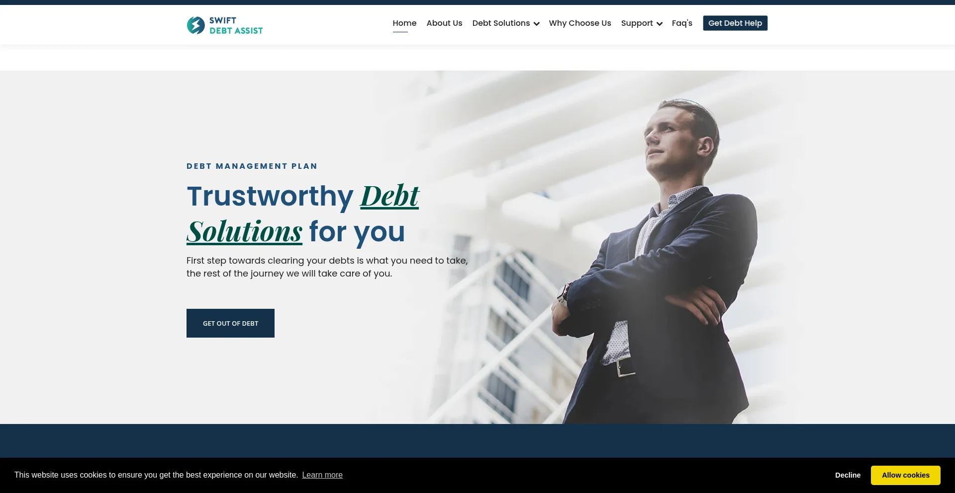 Website screenshot of Swiftdebtassist.co.uk