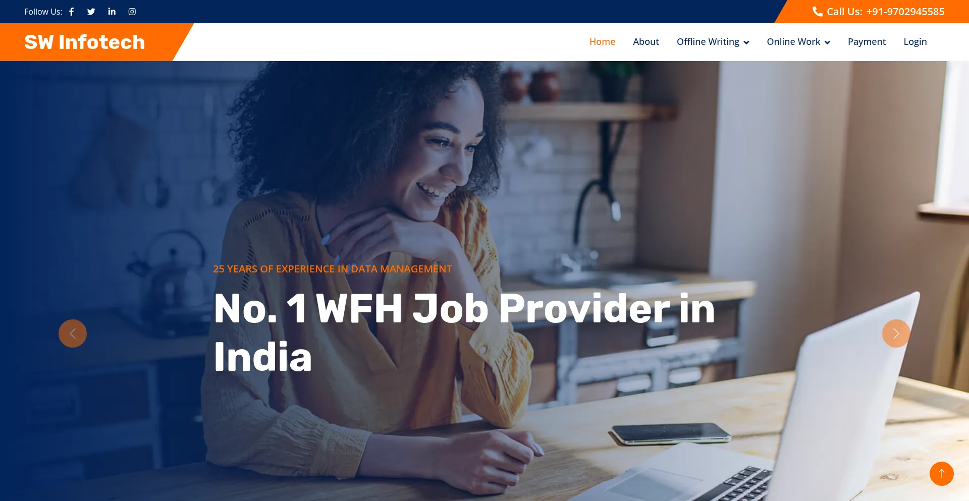 Website screenshot of Swinfotech.co.in