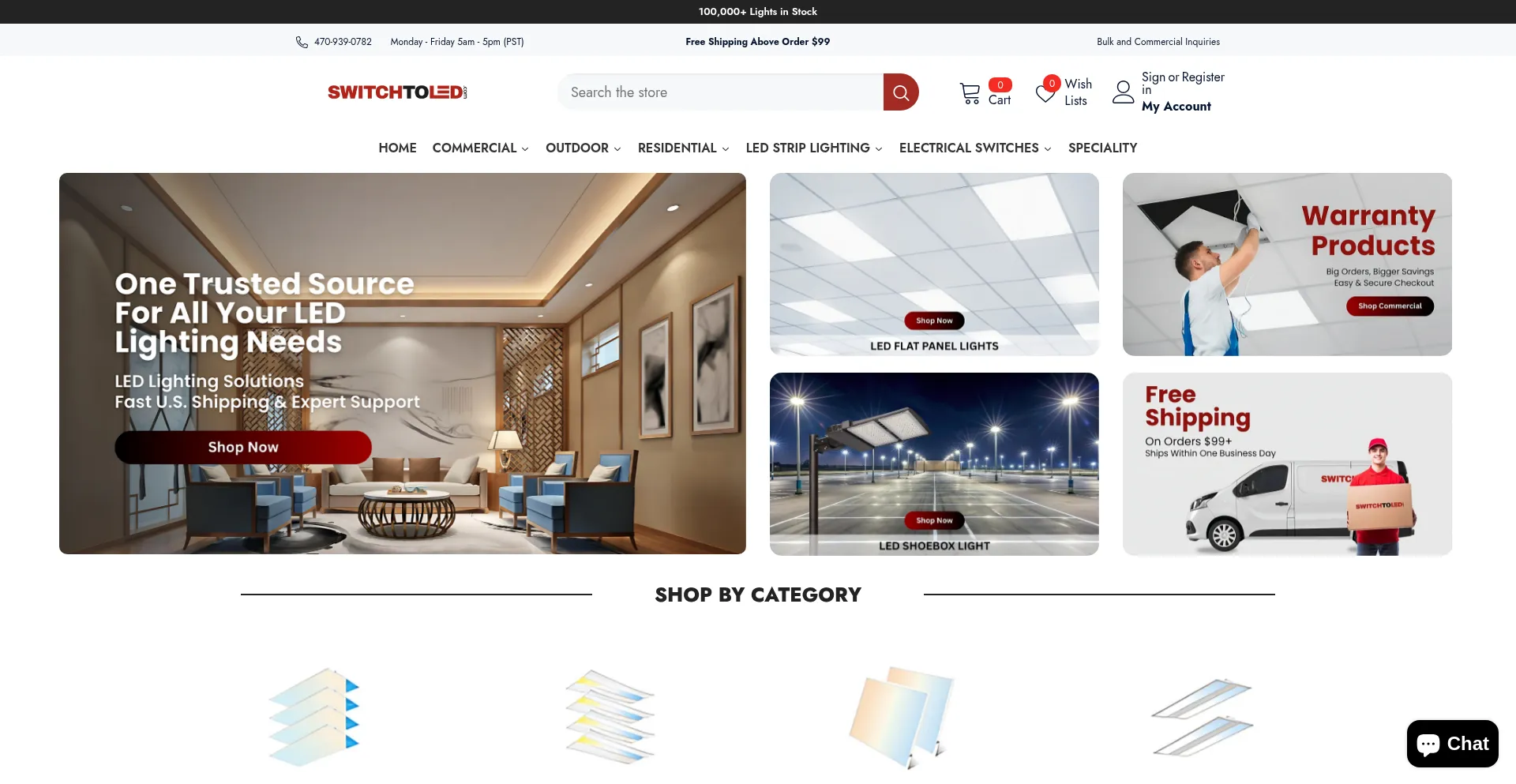 Website screenshot of Switchtoled.com