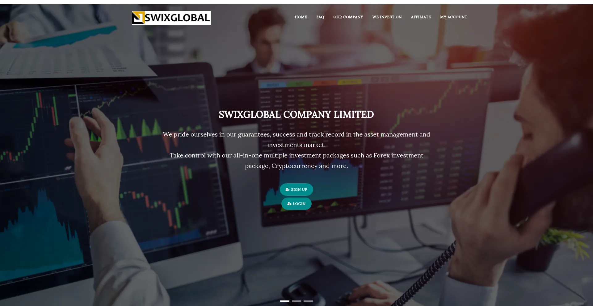 Website screenshot of Swixglobal.com