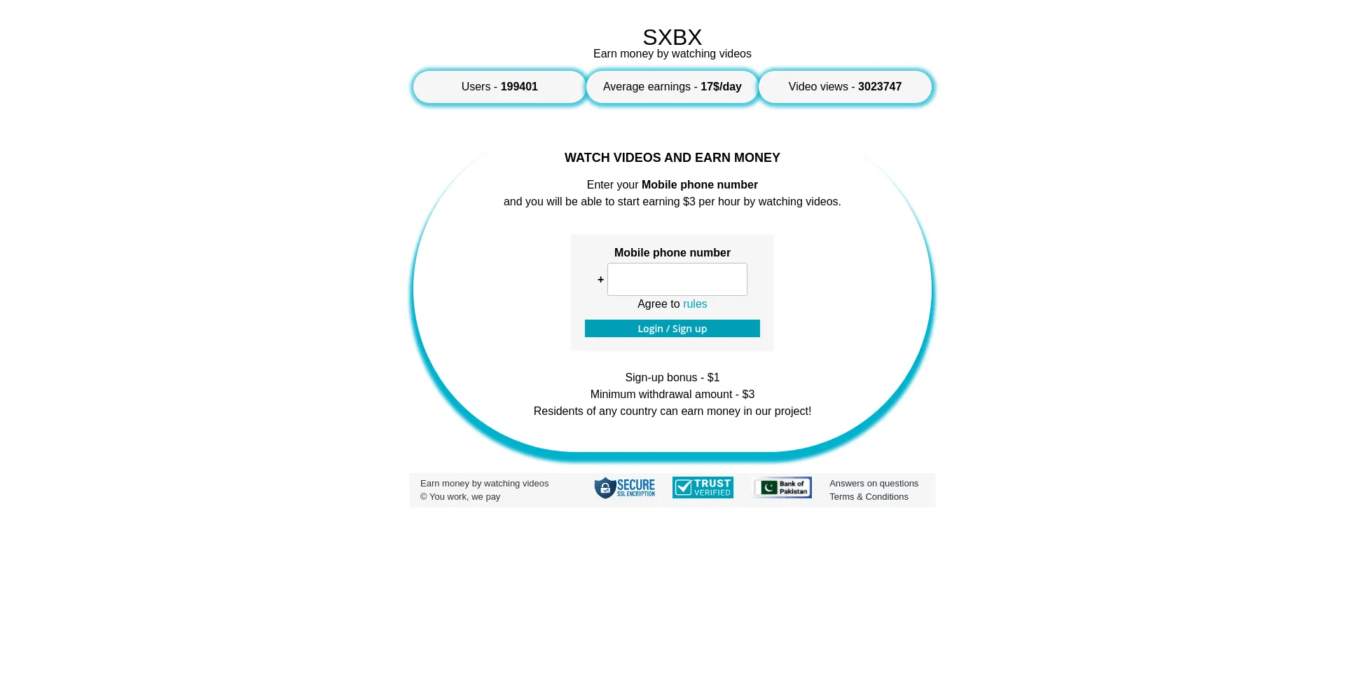 Website screenshot of Sxbx.pw