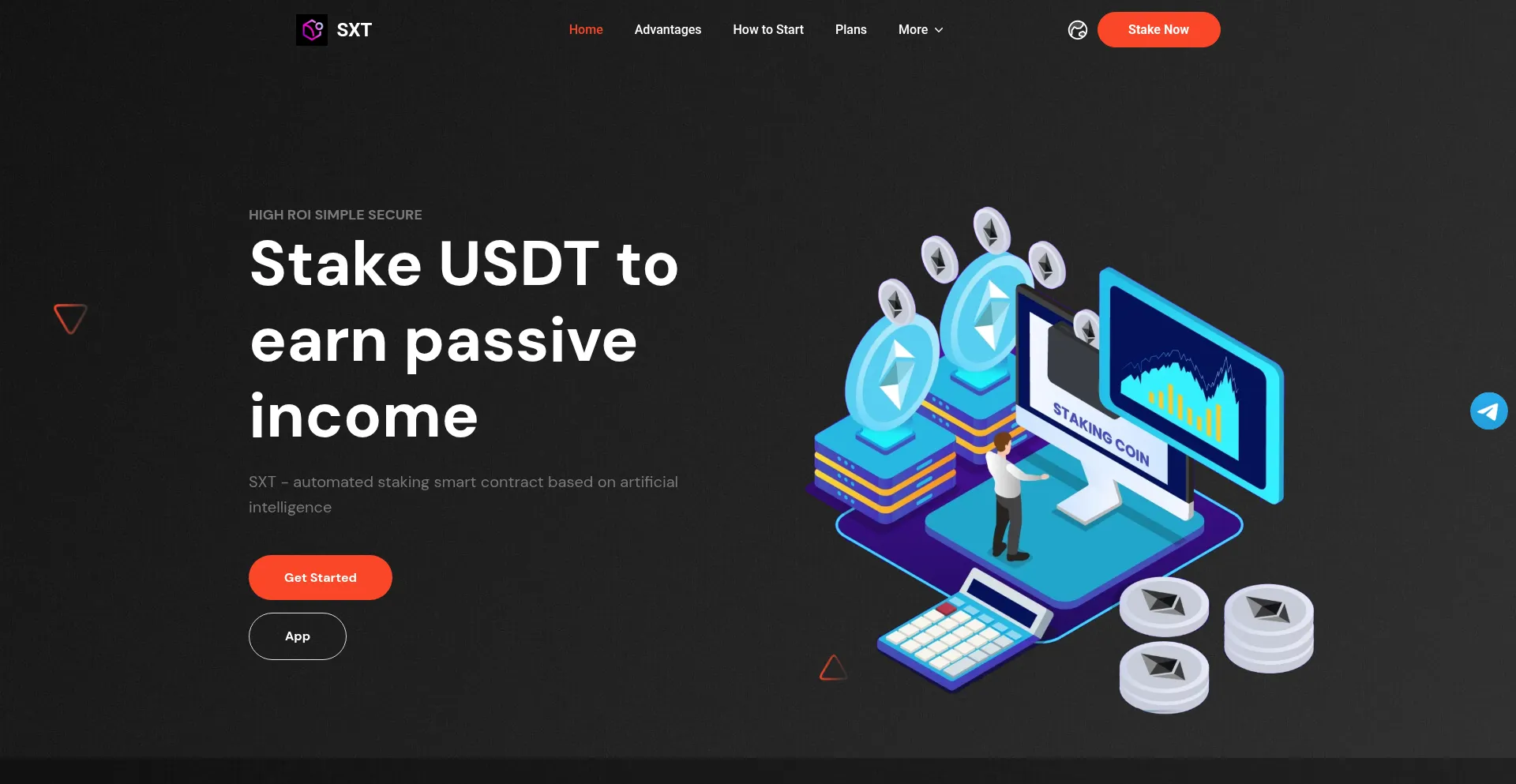 Website screenshot of Sxt-staking.cc