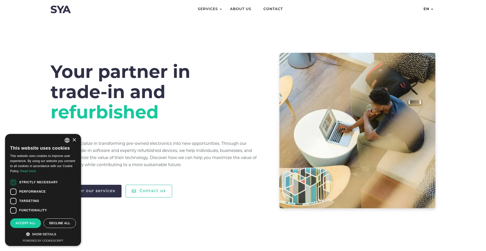 Website screenshot of Sya.be