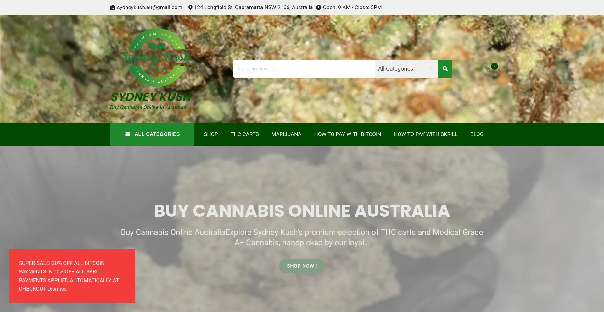 Website screenshot of Sydneykush.com