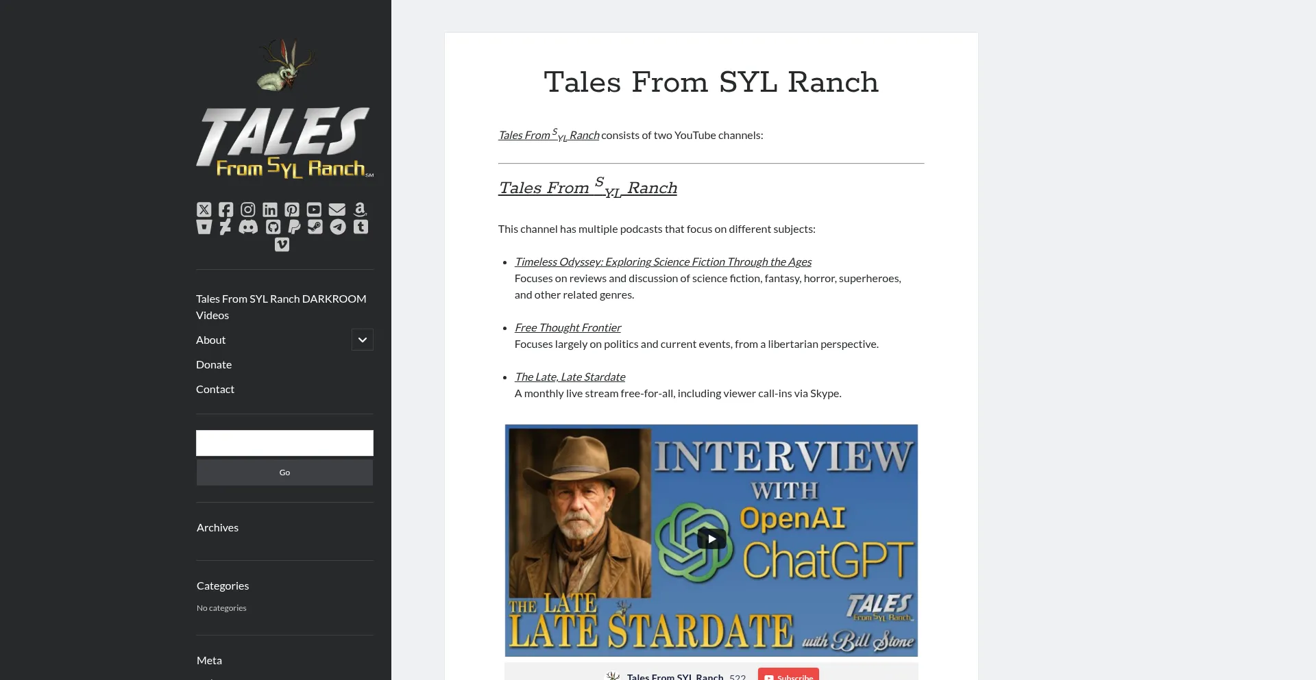 Website screenshot of Sylranch.tv