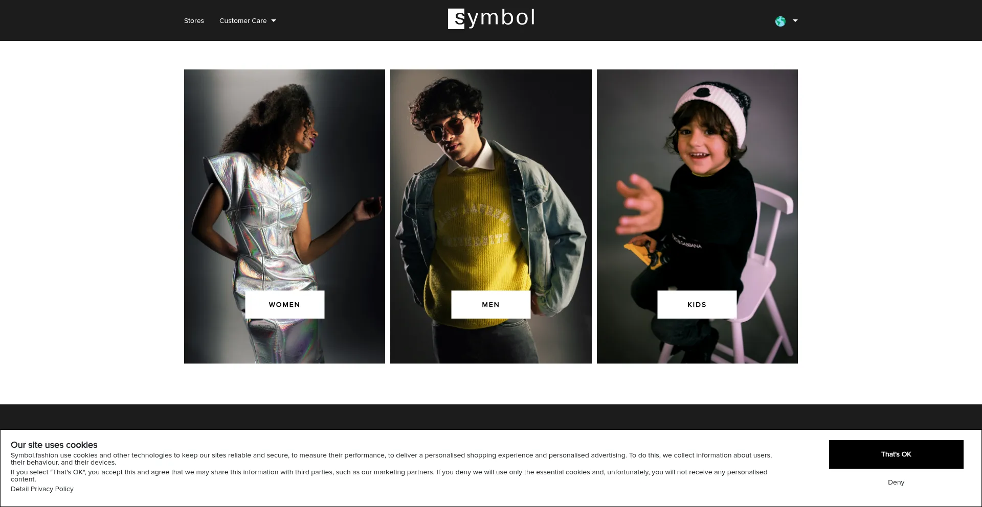 Website screenshot of Symbol.fashion