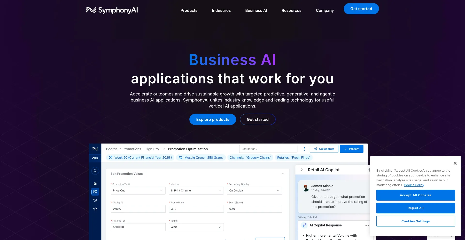 Website screenshot of Symphonyai.com