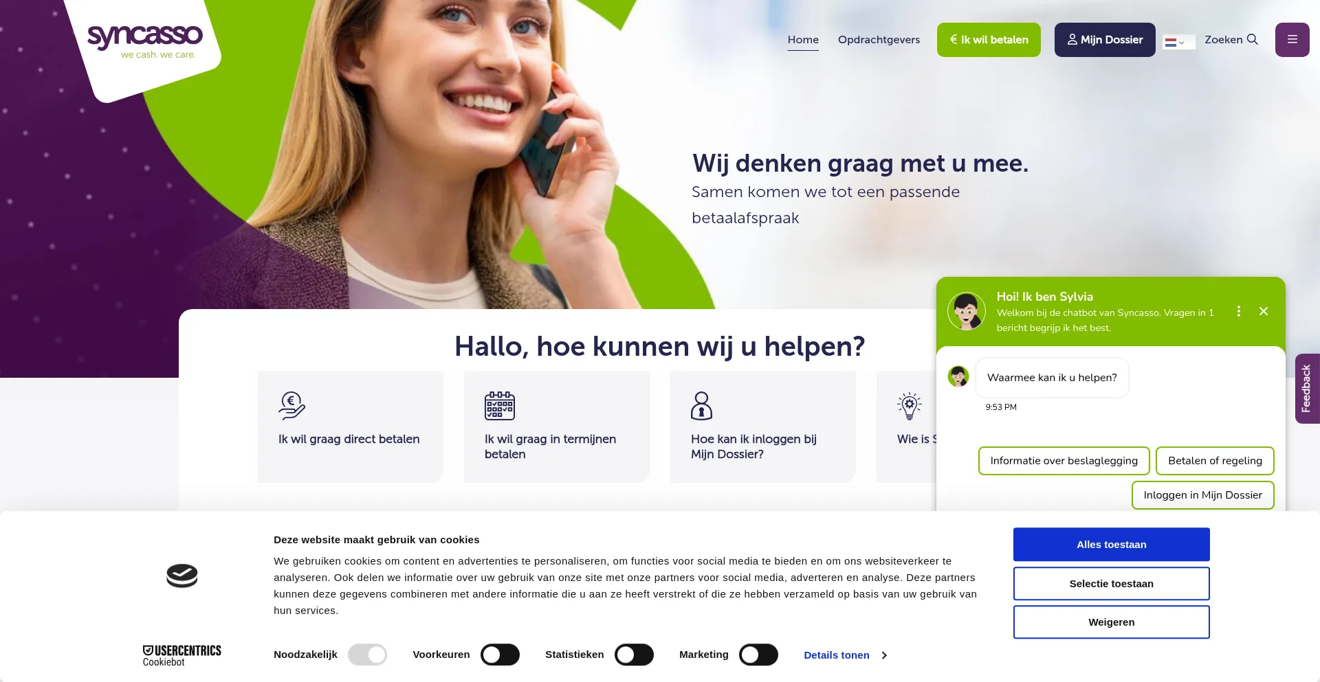 Website screenshot of Syncasso.nl