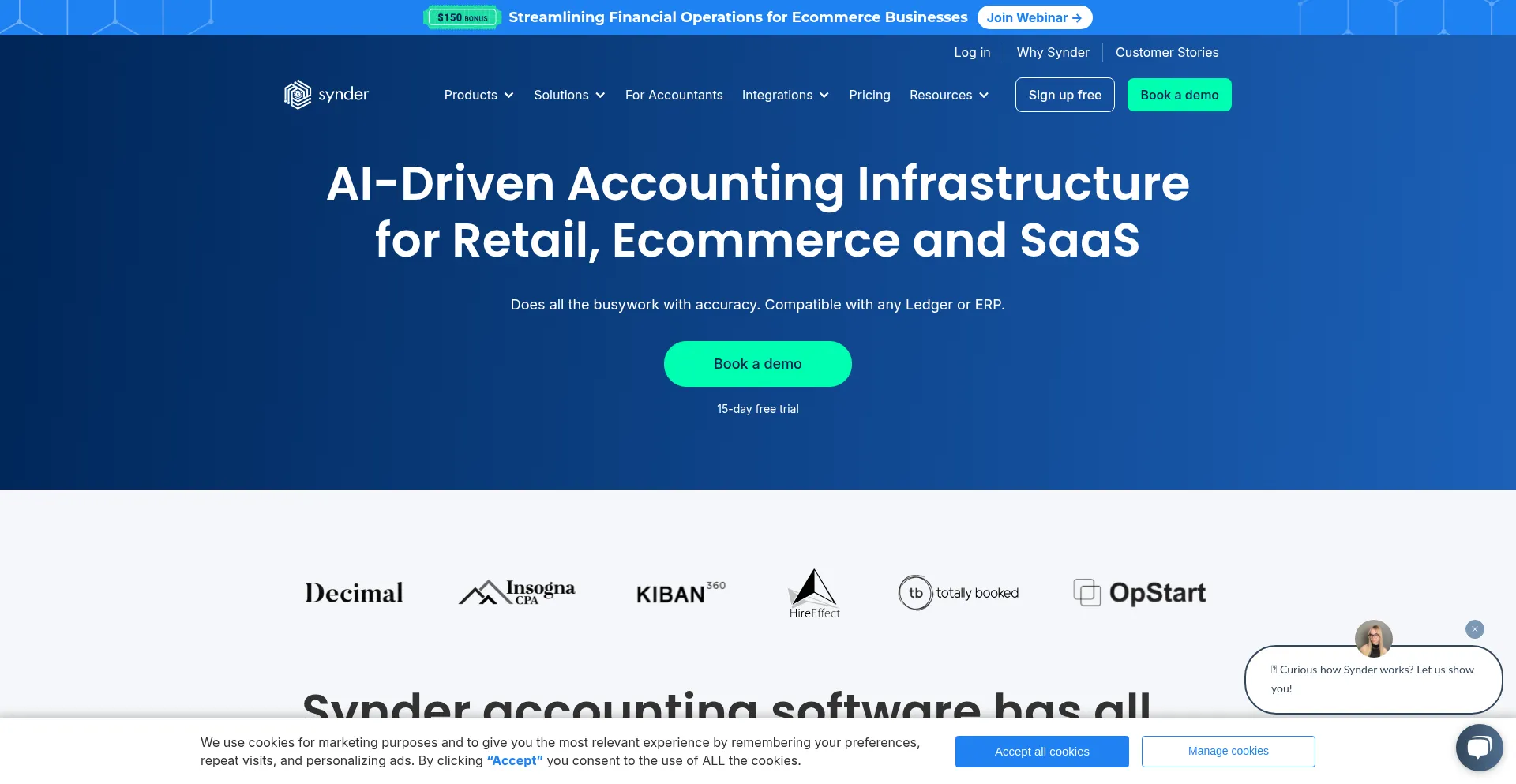 Website screenshot of Synder.com