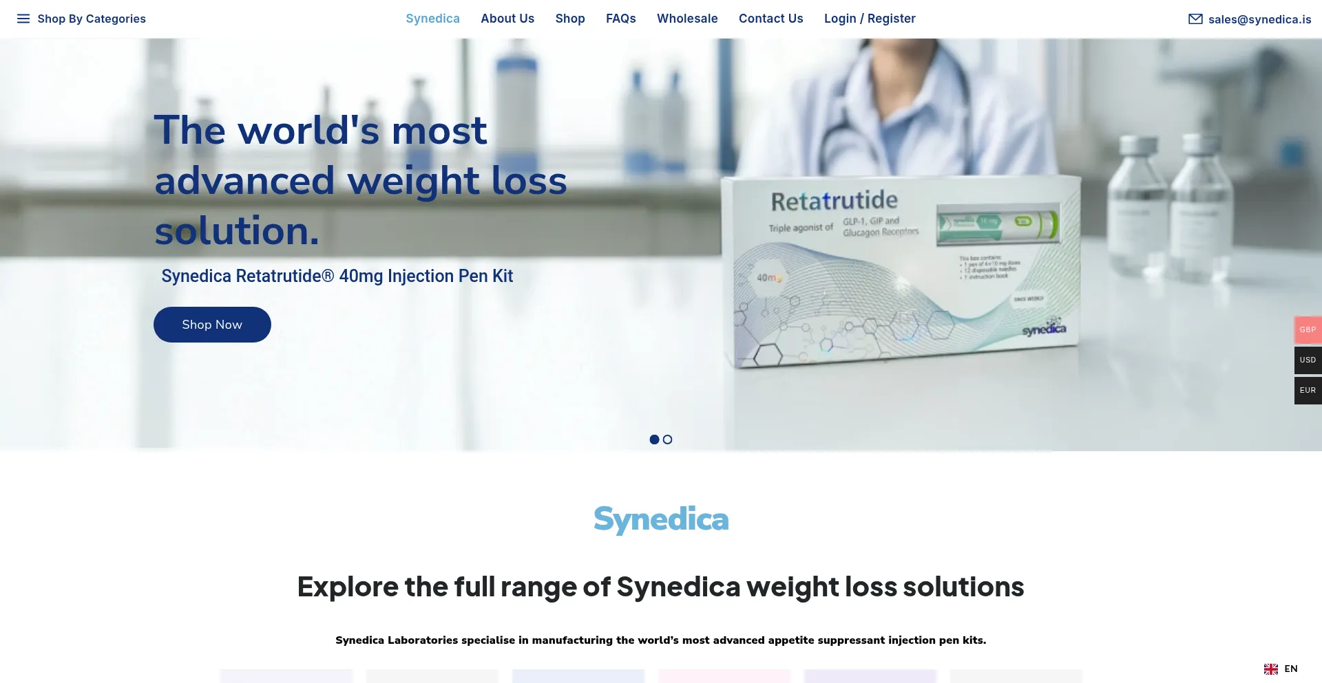 Website screenshot of Synedica.is