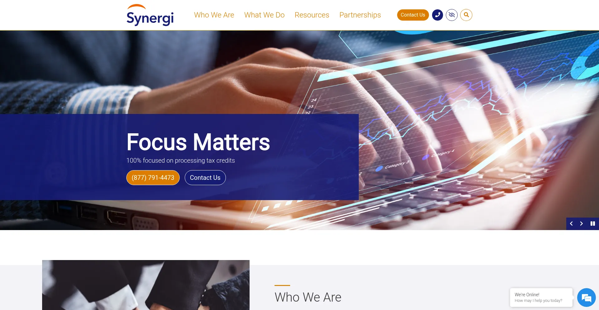 Website screenshot of Synergipartners.com