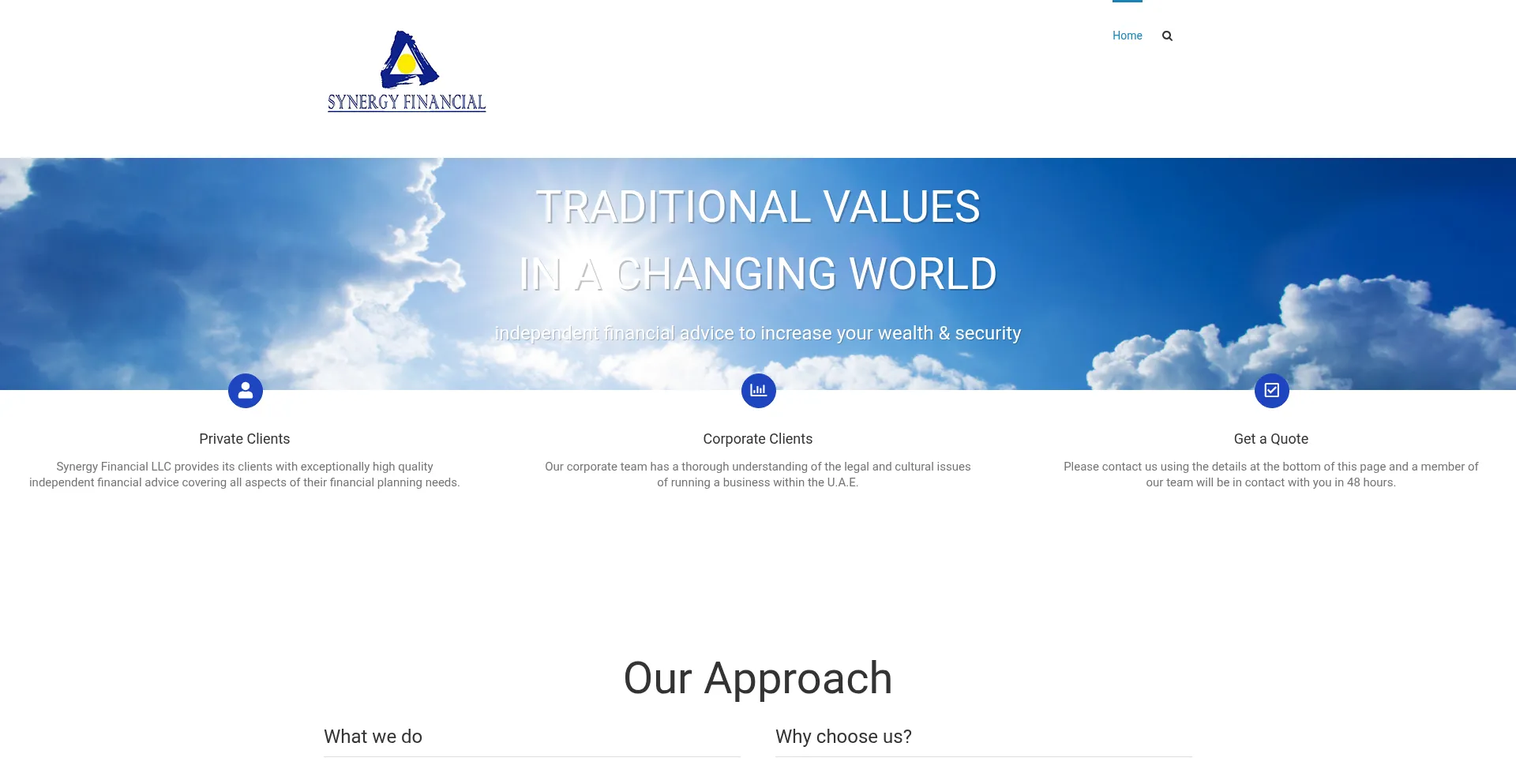 Website screenshot of Synergyfinancial.ae