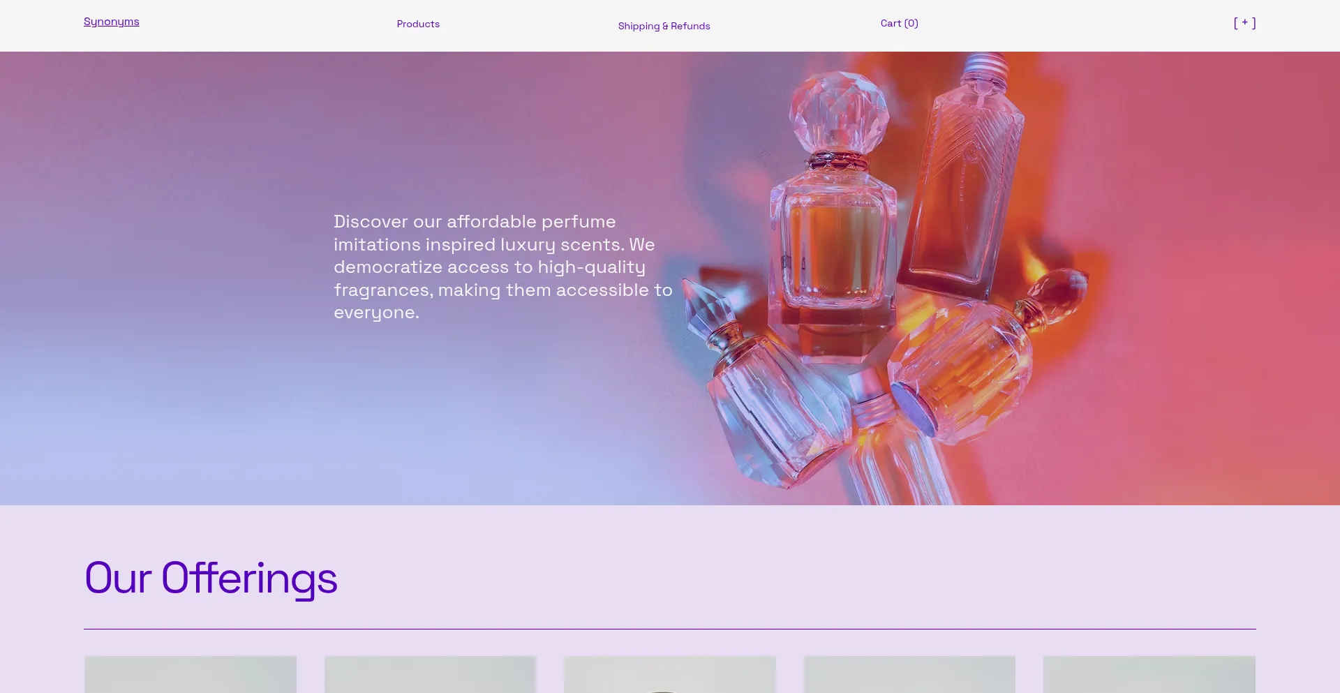 Website screenshot of Synonyms.shop