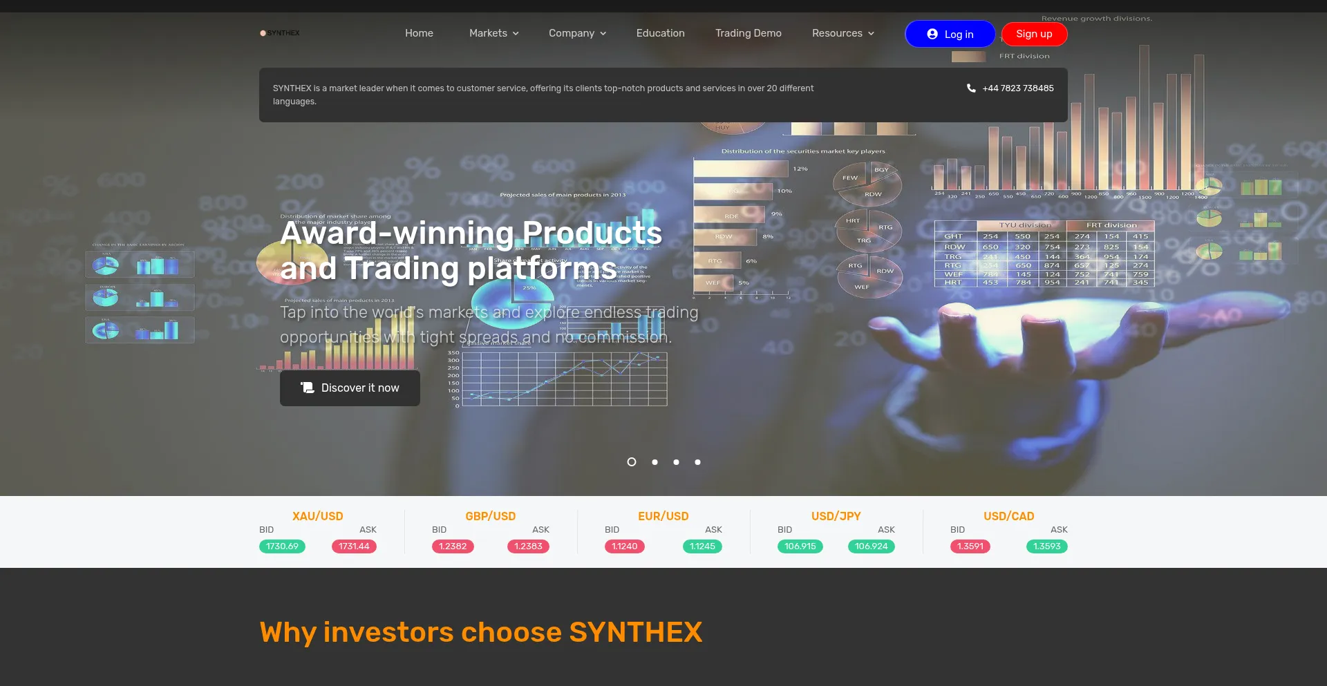 Website screenshot of Synthexcapitals.com