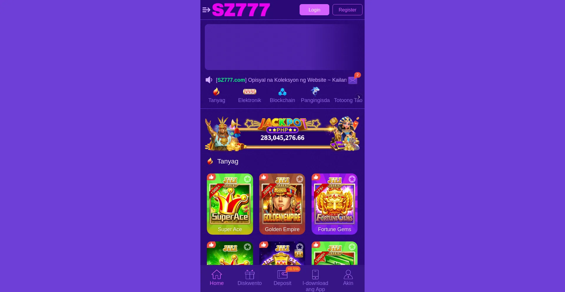 Website screenshot of Sz777.link