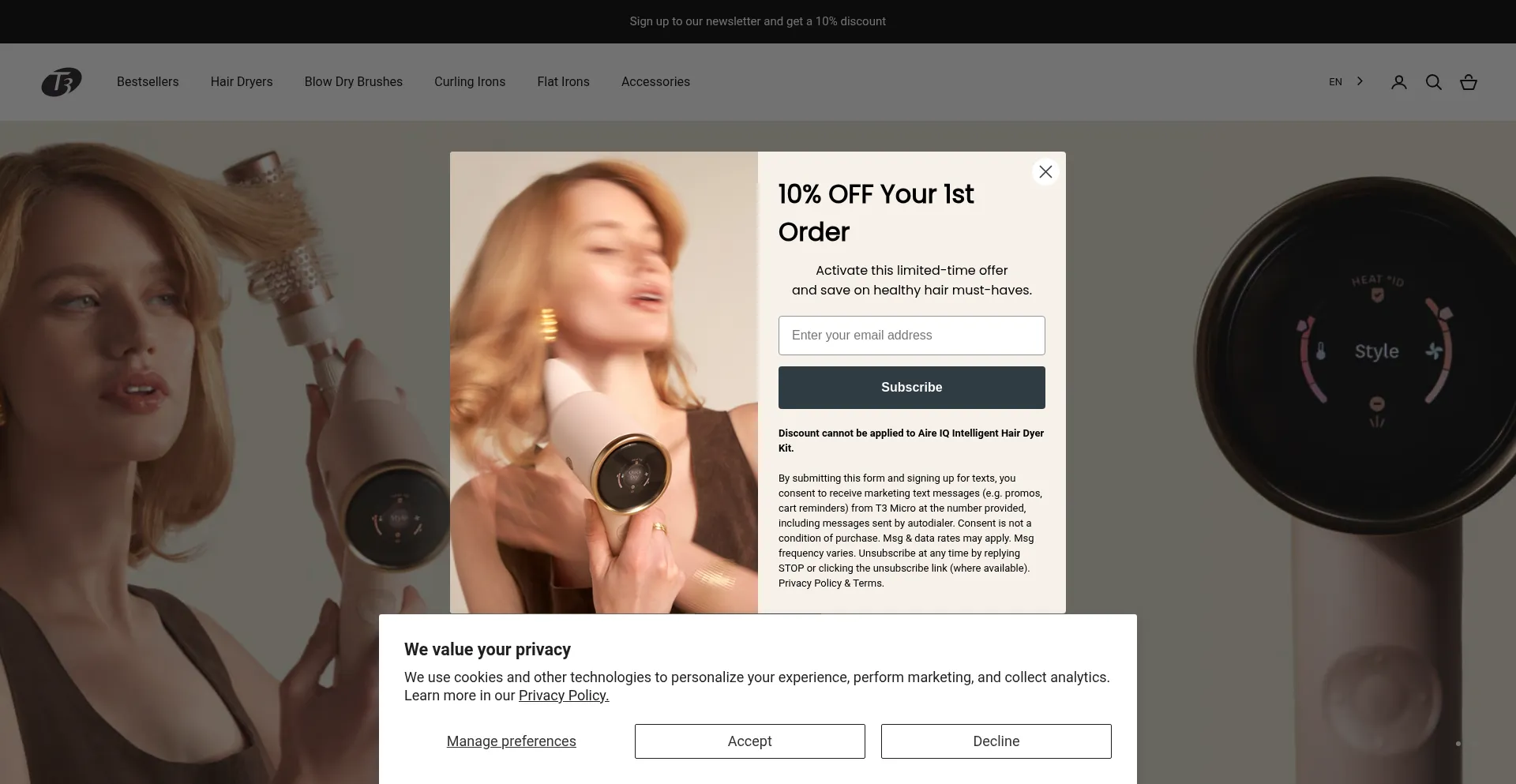 Website screenshot of T3micro.ca