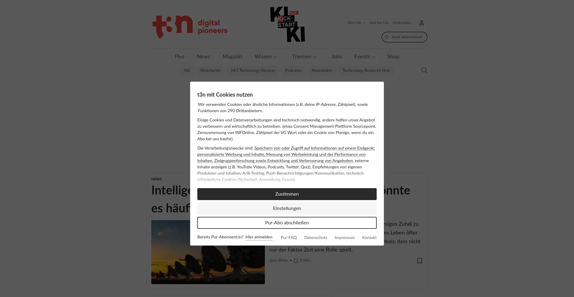 Website screenshot of T3n.de