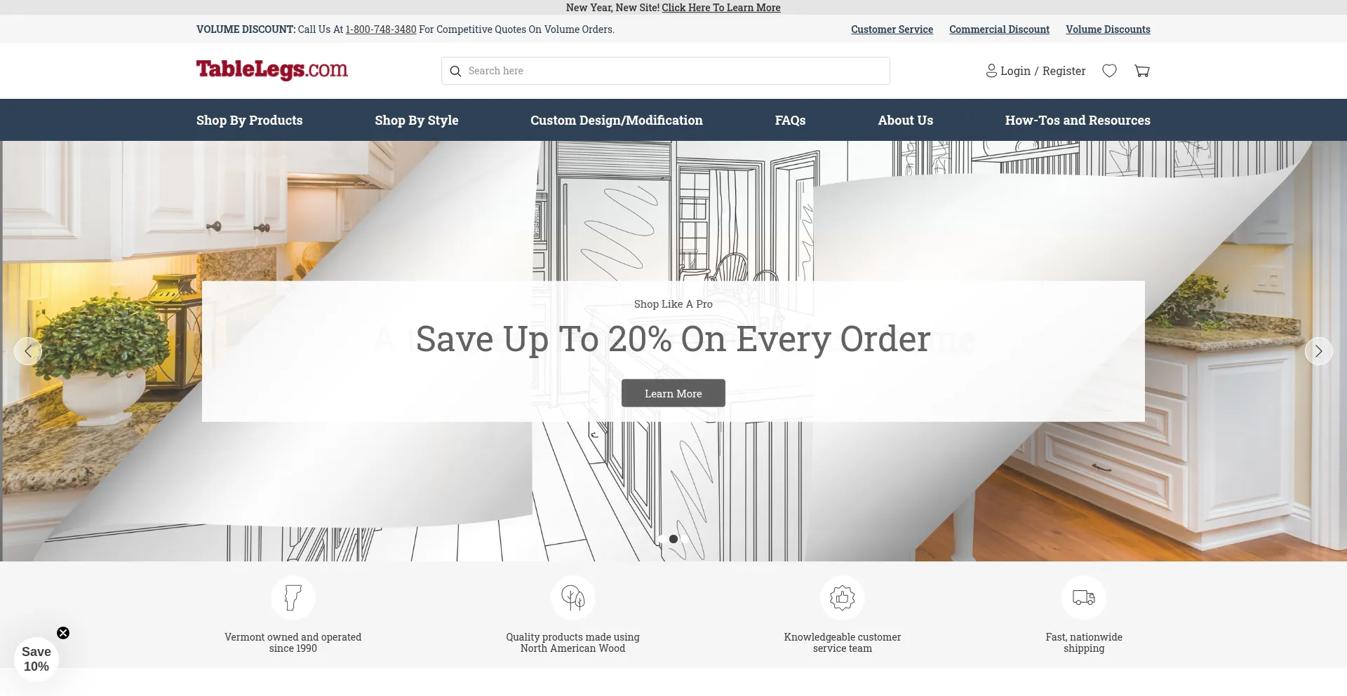 Website screenshot of Tablelegs.com
