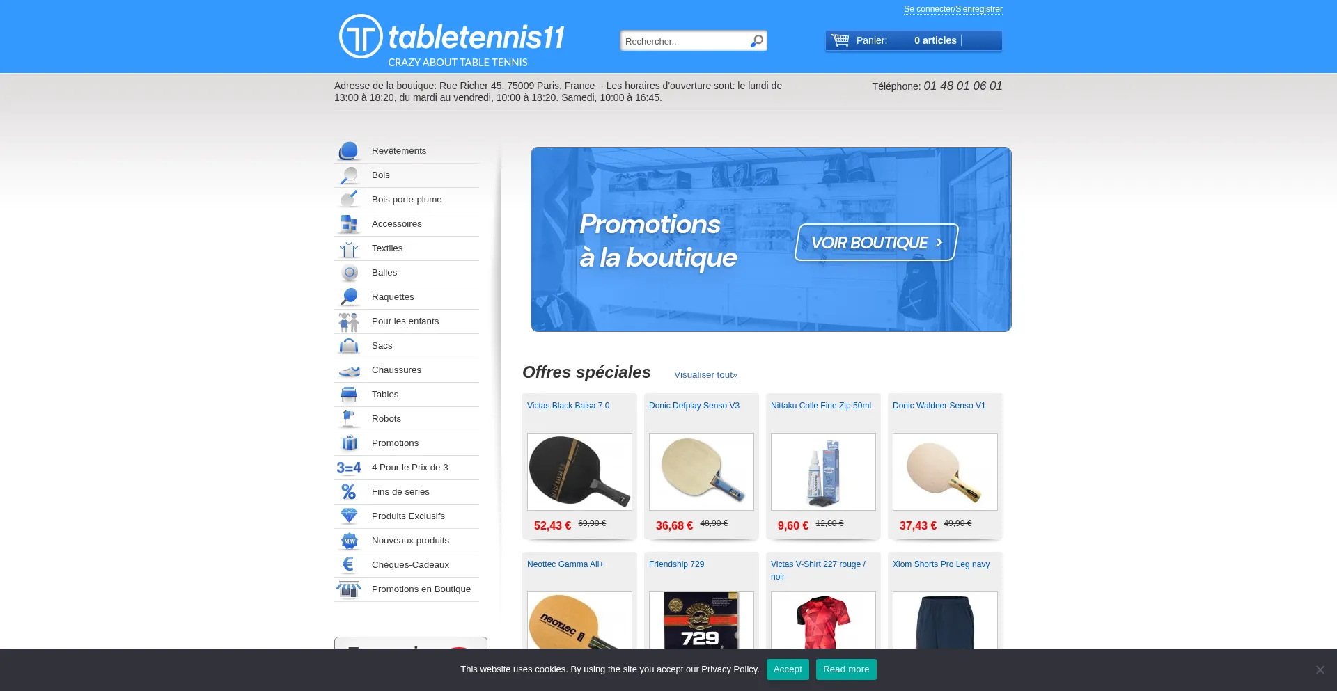 Website screenshot of Tabletennis11.fr