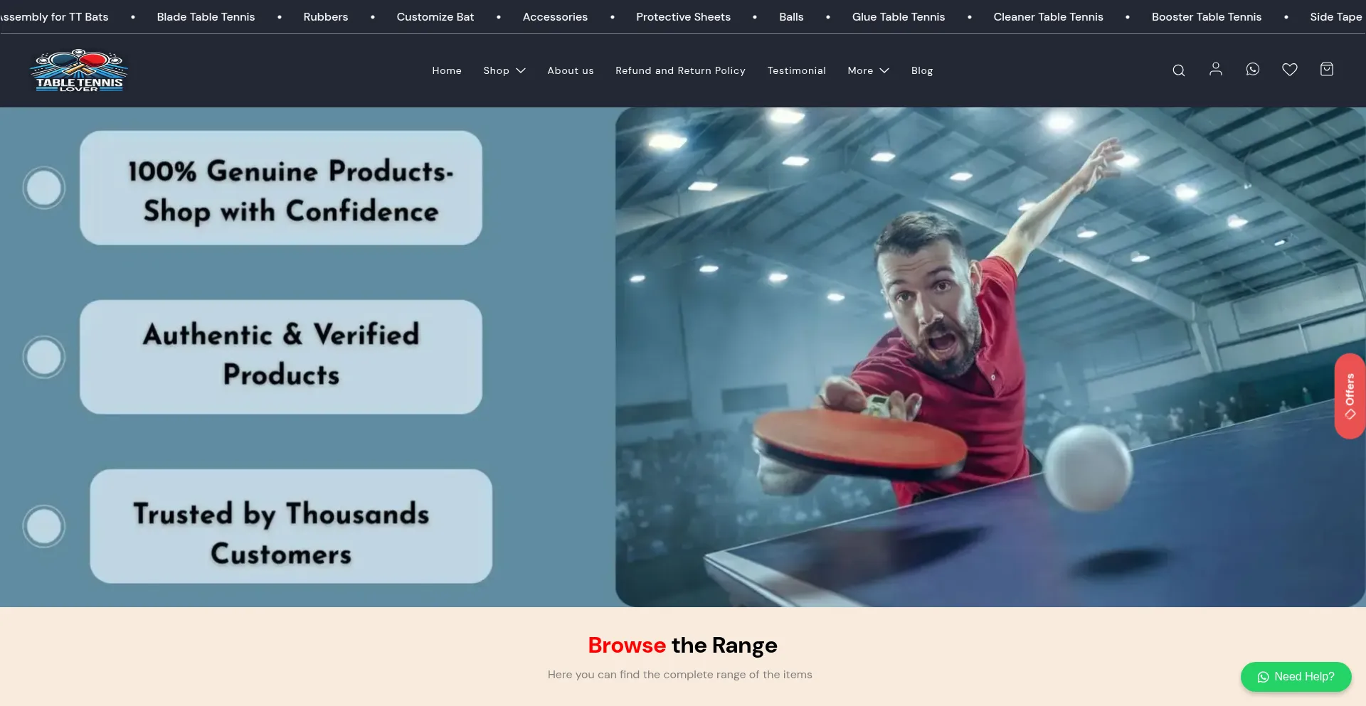 Tabletennislover.com Screenshot