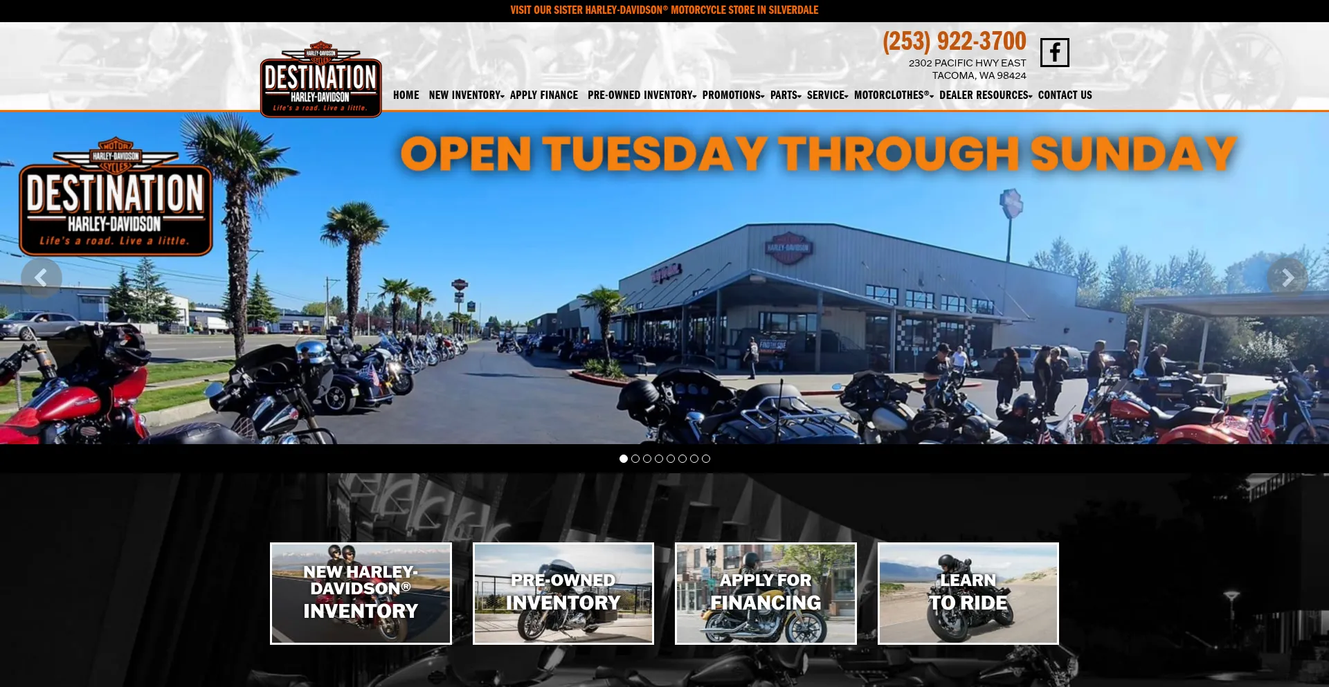 Website screenshot of Tacomaharley.com