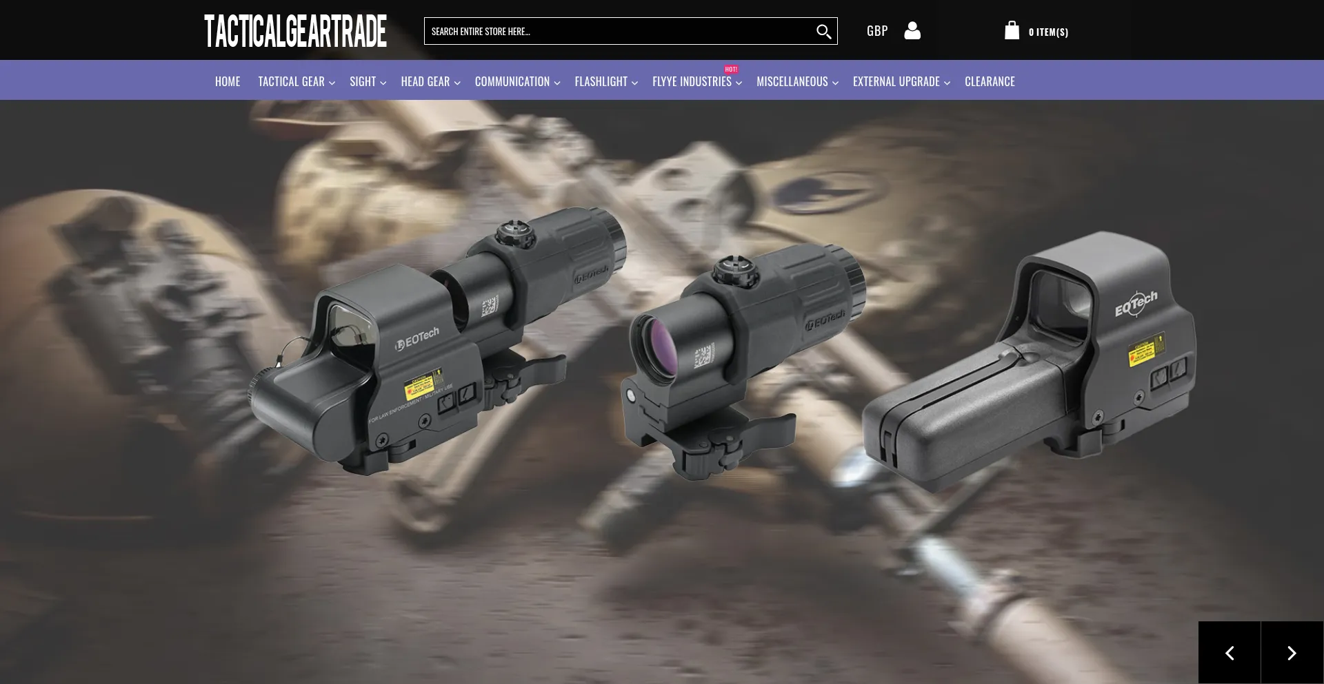 Website screenshot of Tacticalgeartrade.co.uk