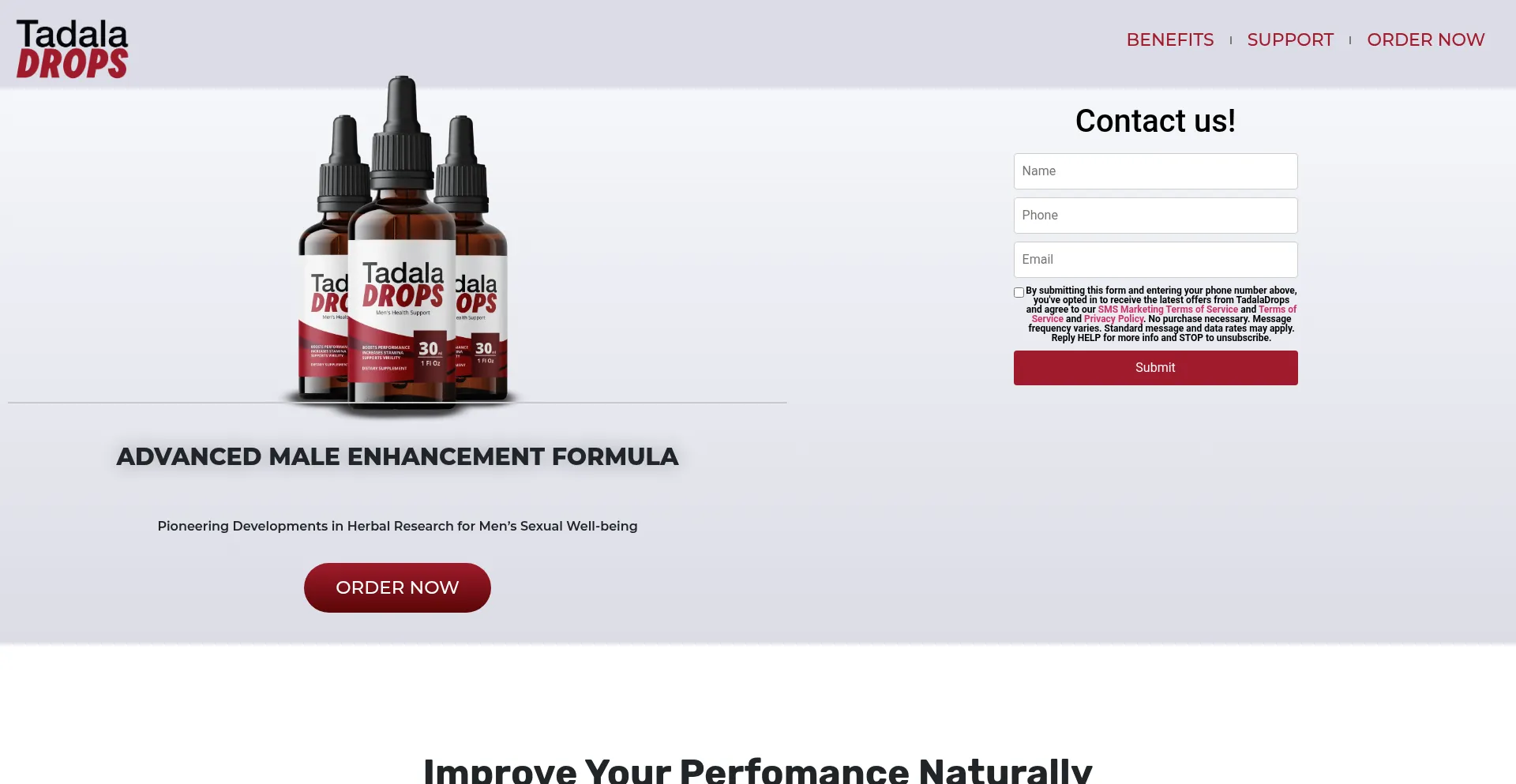 Website screenshot of Tadaladrops.com