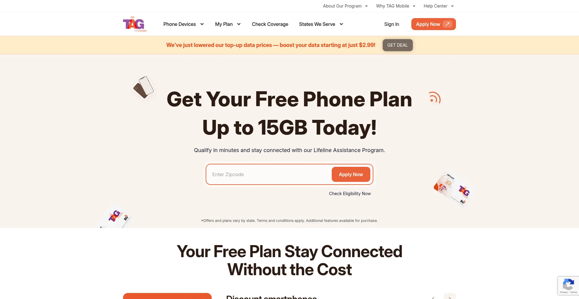 Website screenshot of Tagmobile.com