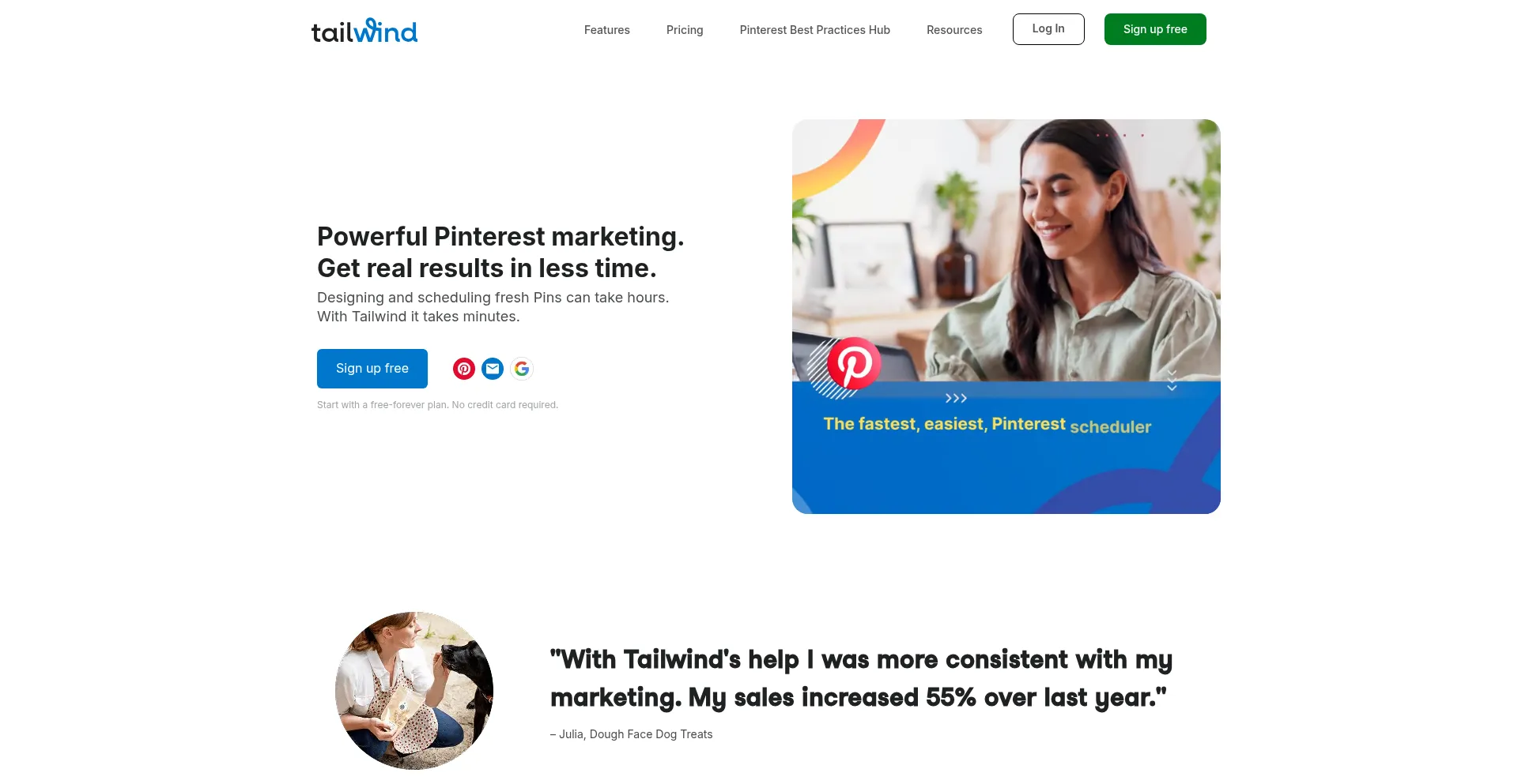 Website screenshot of Tailwindapp.com