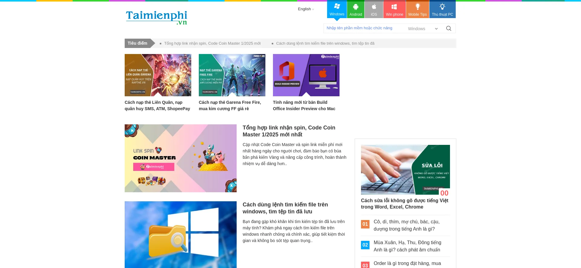 Website screenshot of Taimienphi.vn