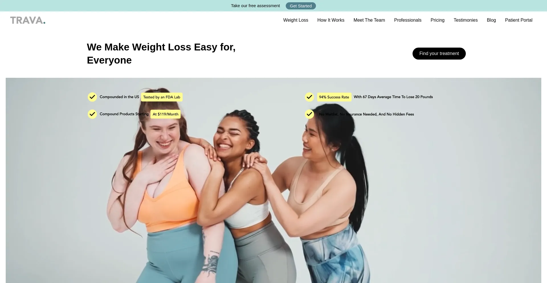 Website screenshot of Taketrava.com