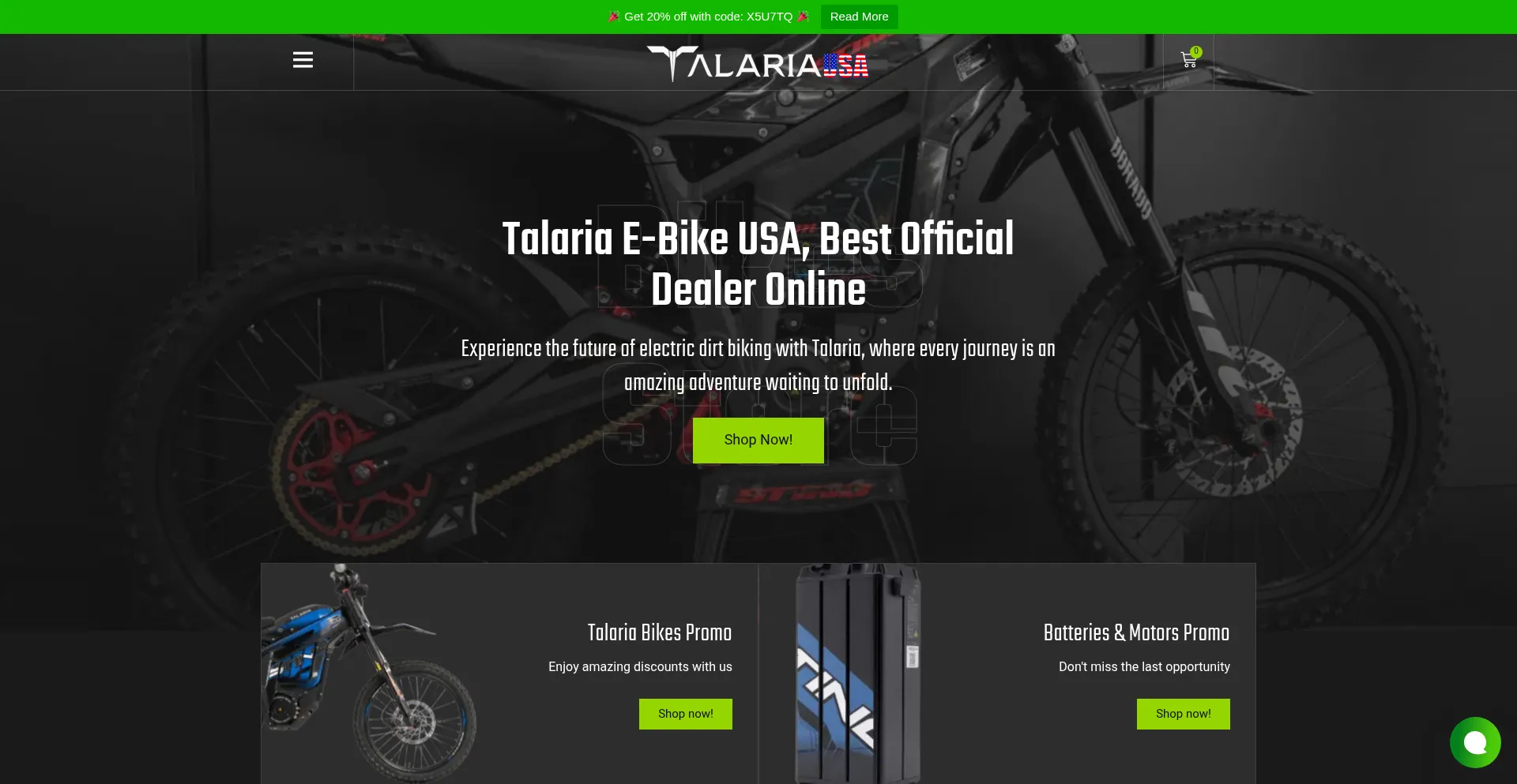 Website screenshot of Talariaebikeusa.com