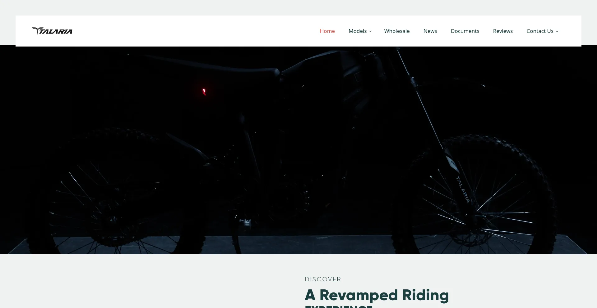 Website screenshot of Talariaelectric.bike
